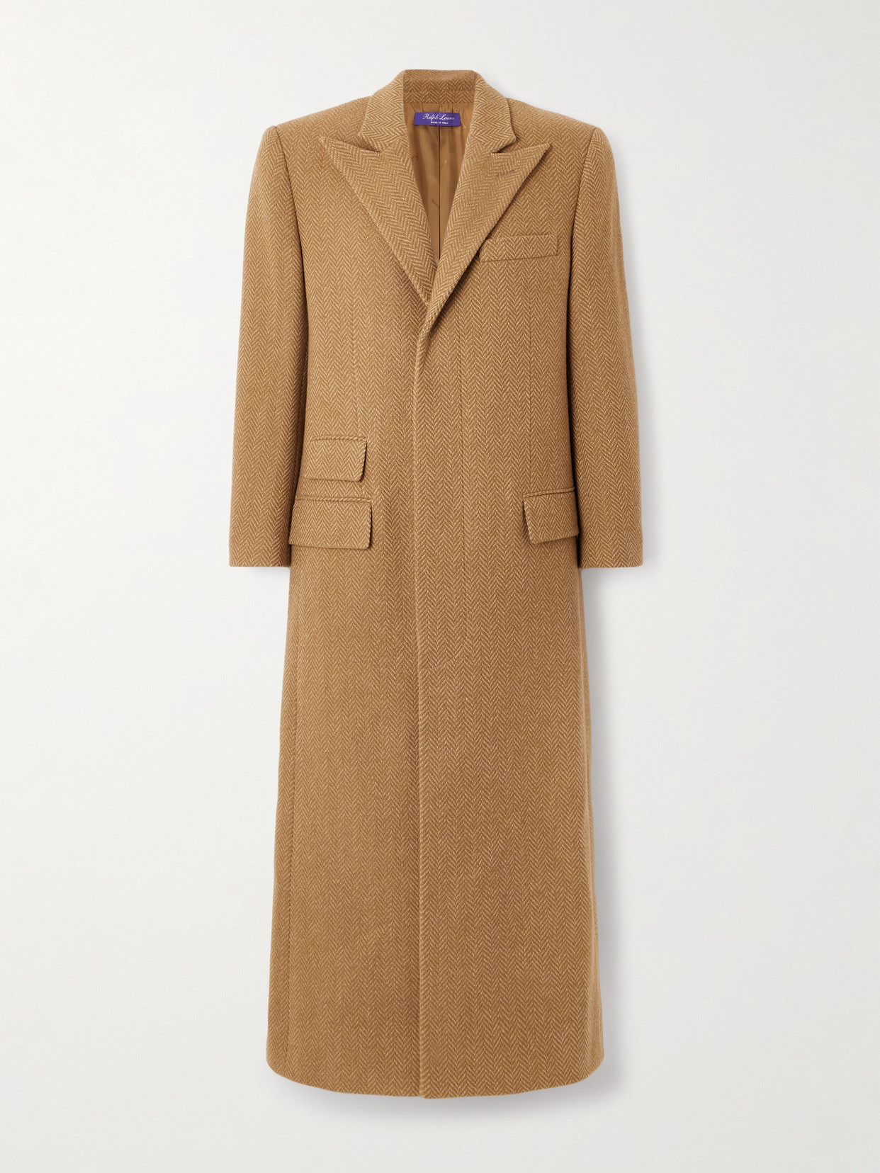 Ralph Lauren Amory Herringbone Wool Coat In Brown