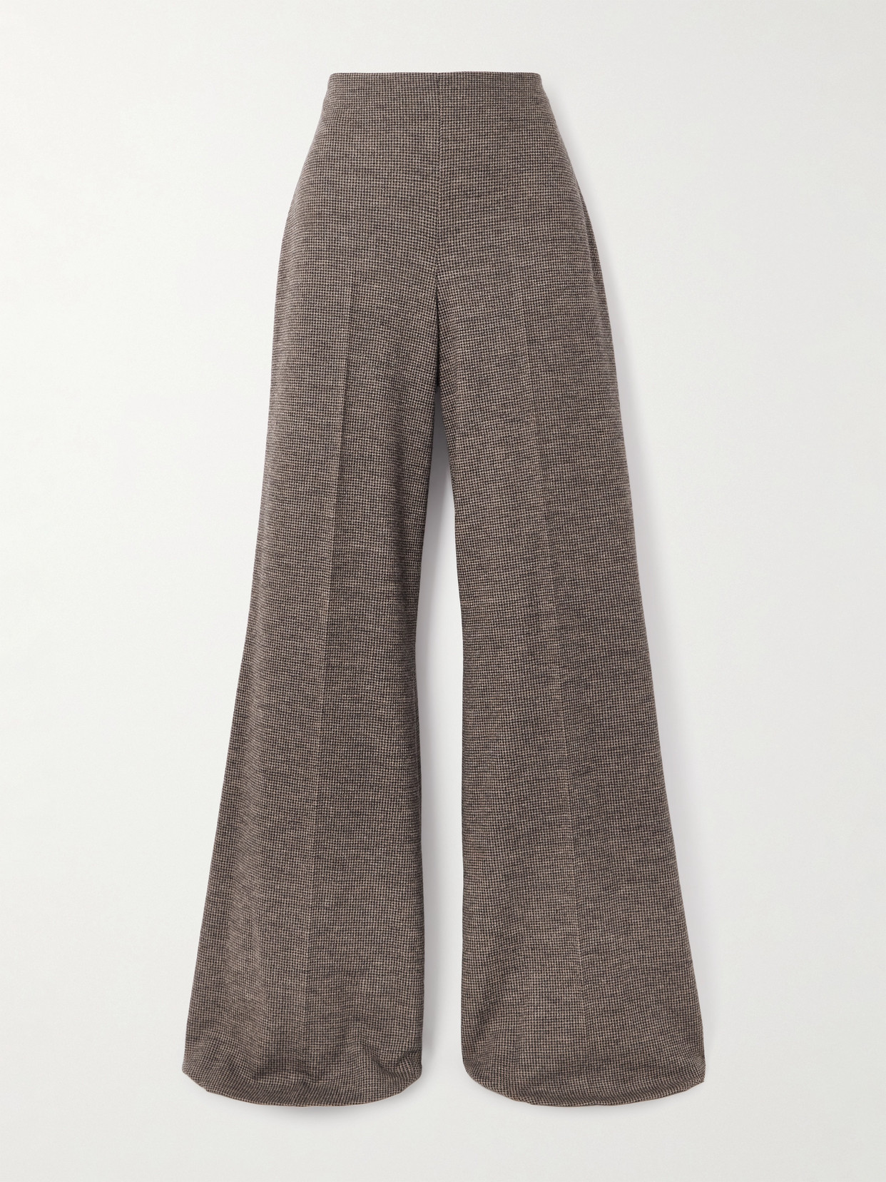 Ralph Lauren Isaiah Houndstooth Wool Wide-leg Pants In Brown