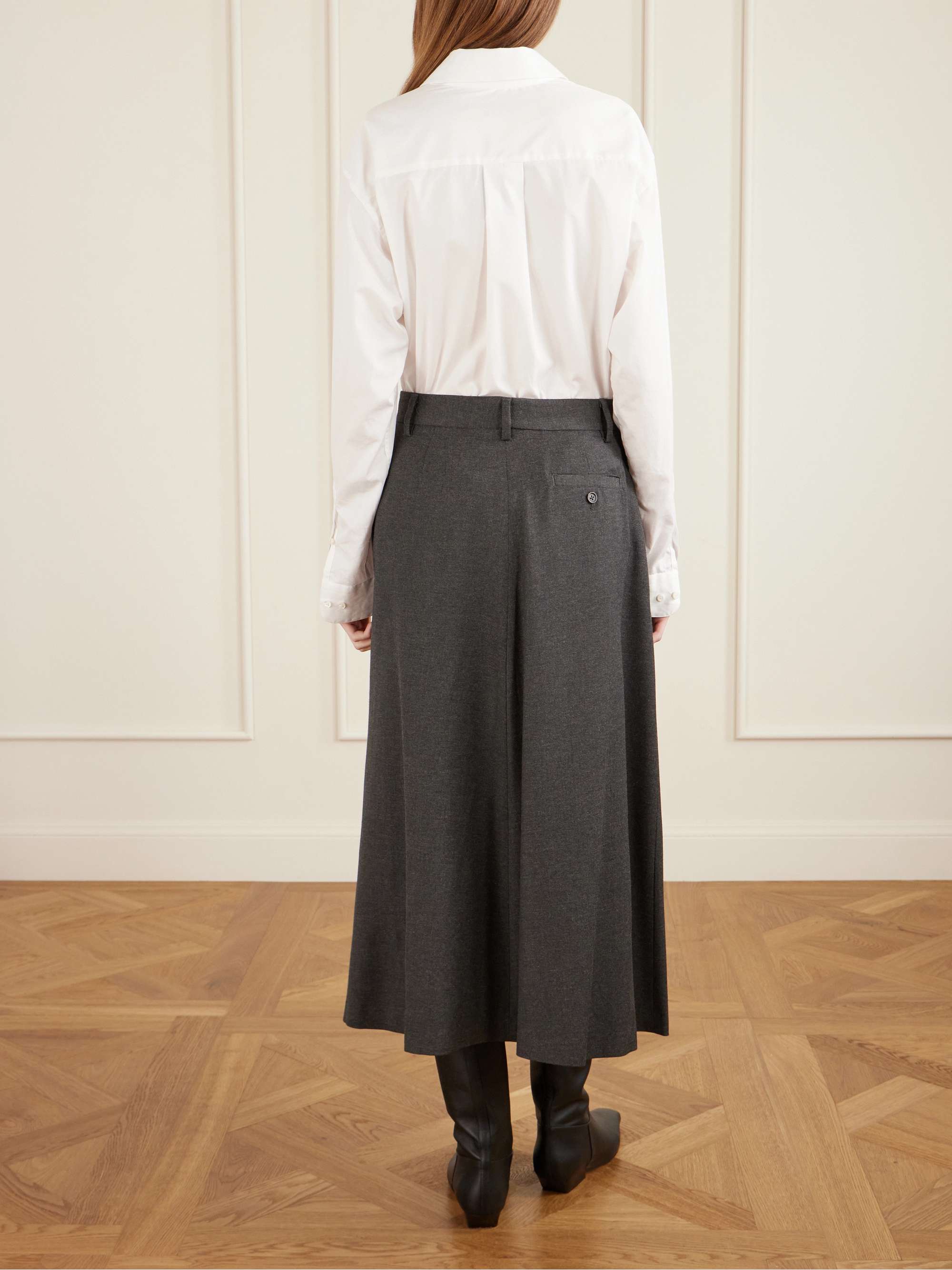 RALPH LAUREN COLLECTION Evelyn wool-flannel midi skirt | NET-A-PORTER