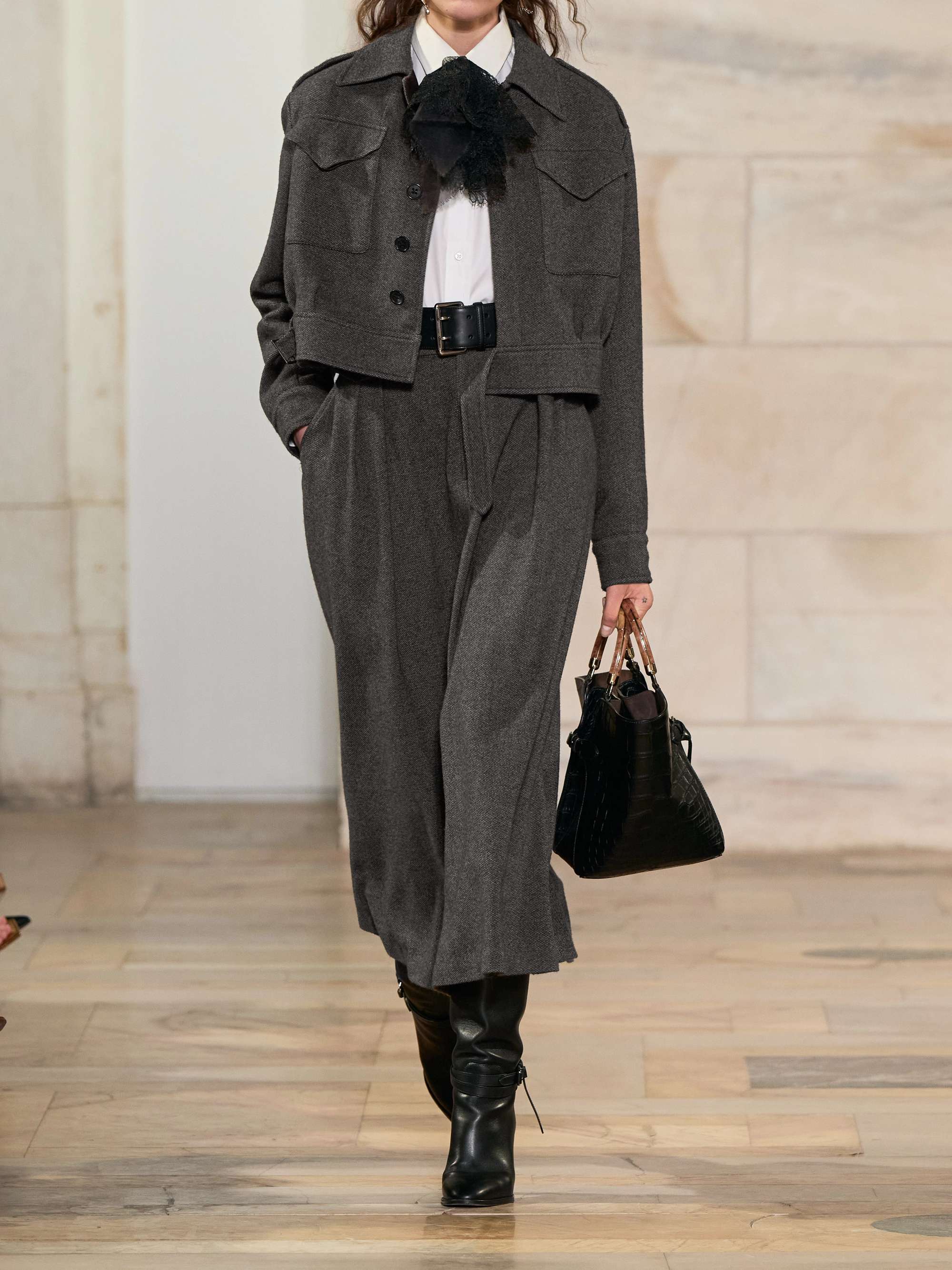 RALPH LAUREN COLLECTION Evelyn wool-flannel midi skirt | NET-A-PORTER