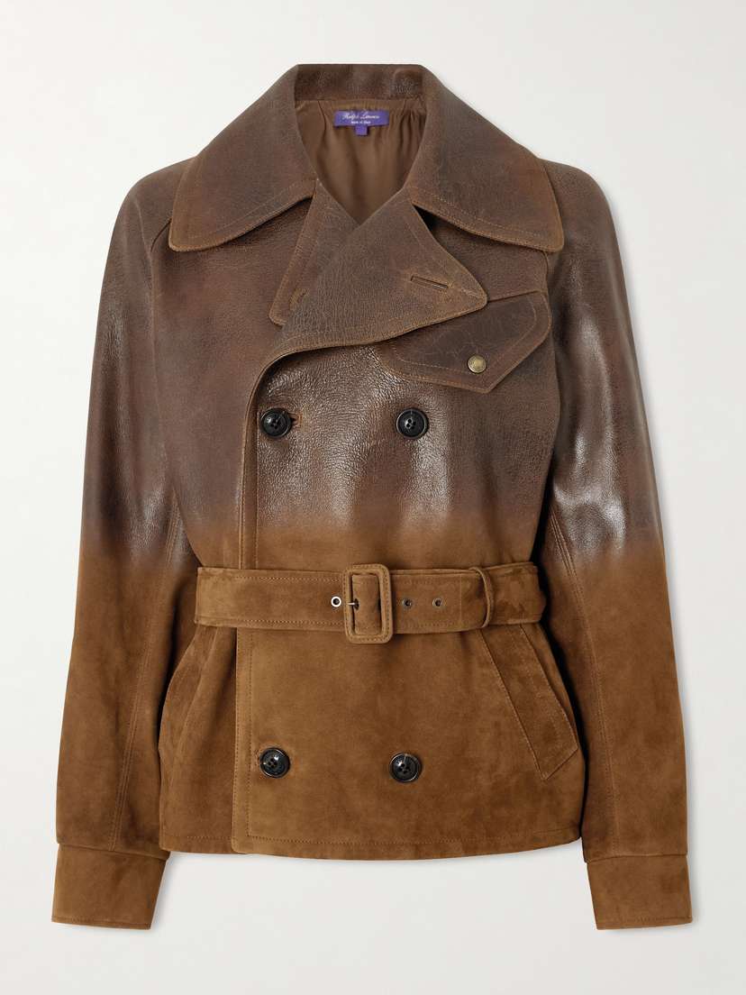 Ralph Lauren Collection Eldridge Belted Double-breasted Dégradé Leather Jacket