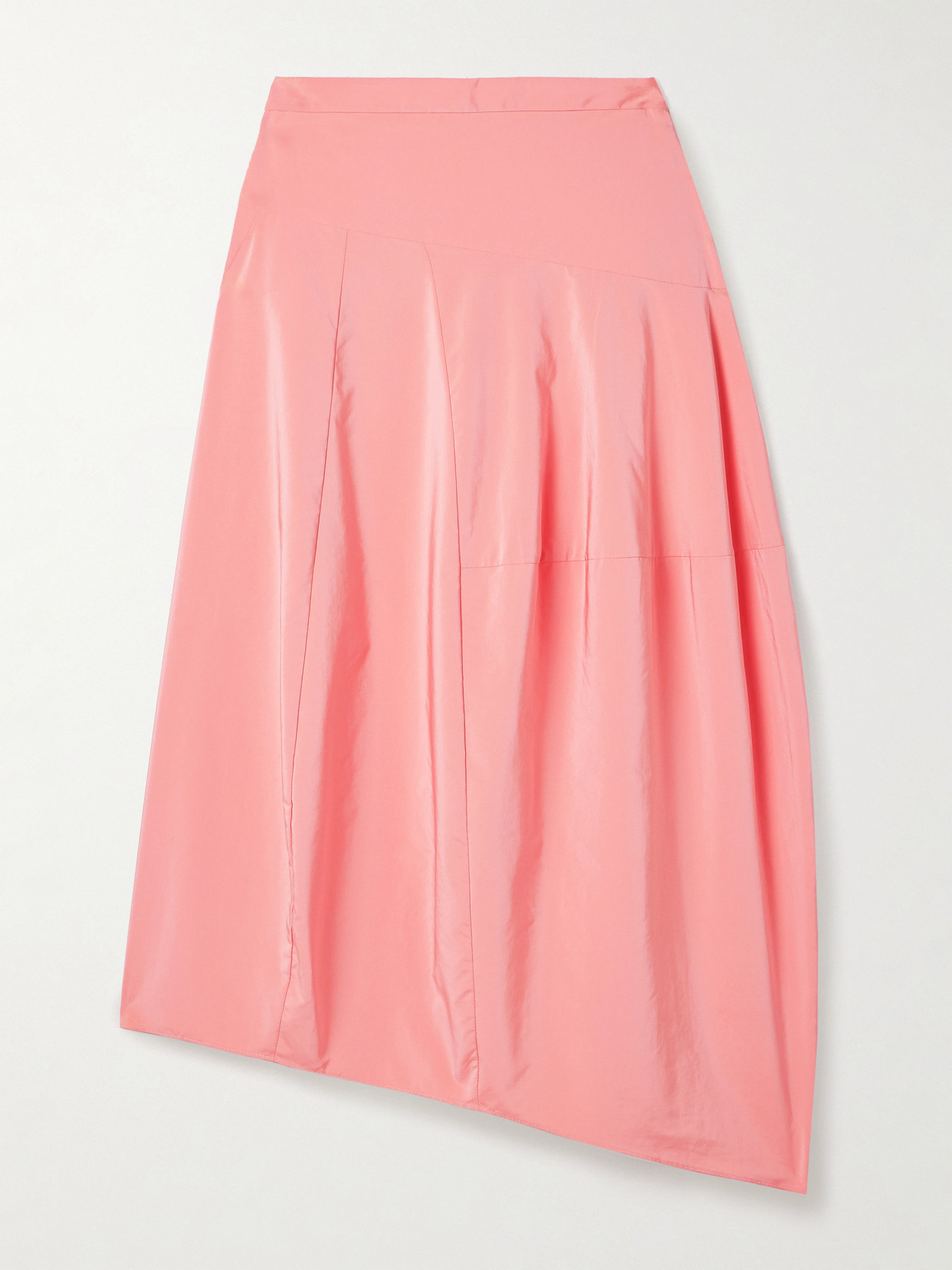 Tibi Asymmetric Taffeta Midi Skirt In Pink