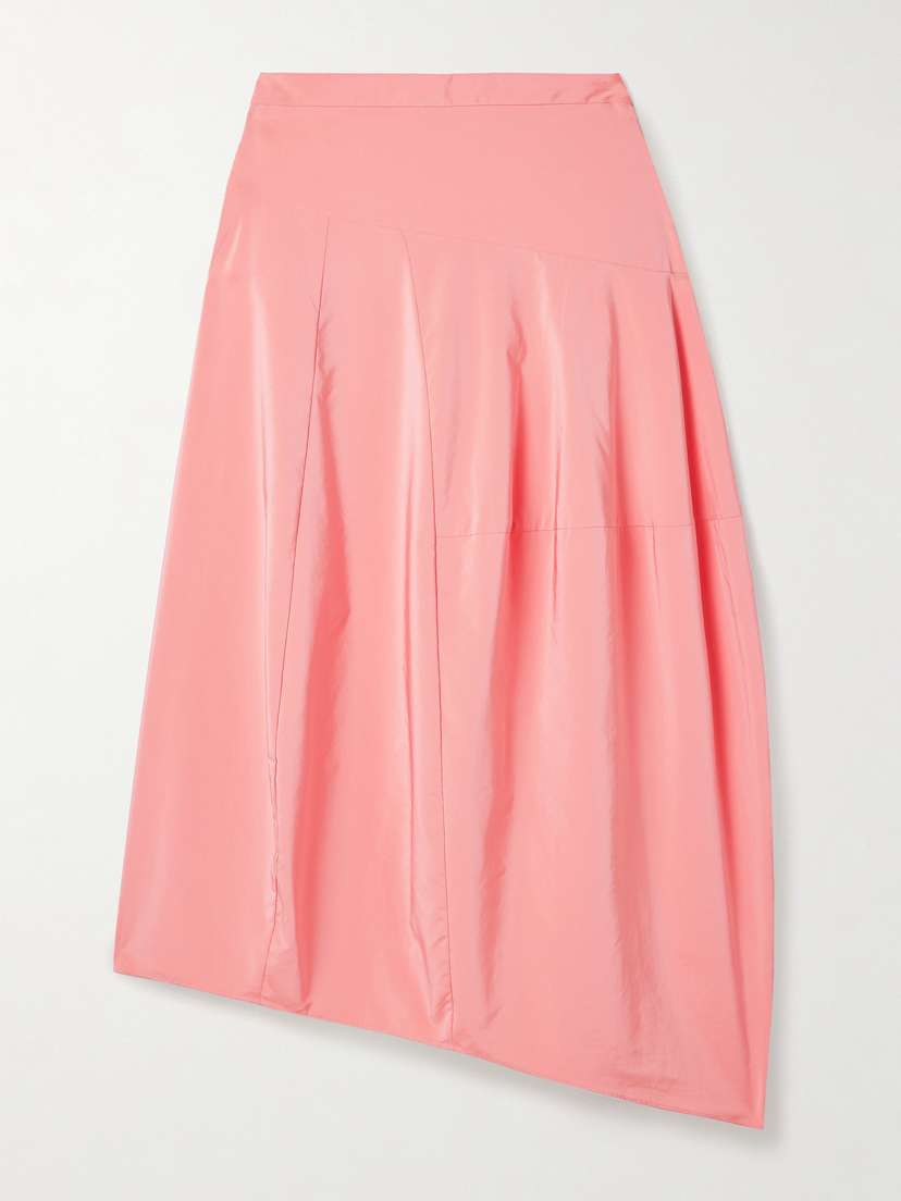 Tibi Asymmetric Taffeta Midi Skirt
