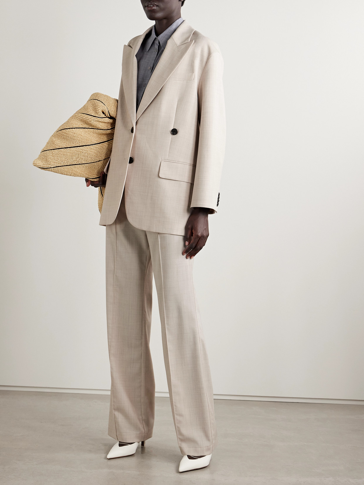 Tibi Scottie Woven Pants In White