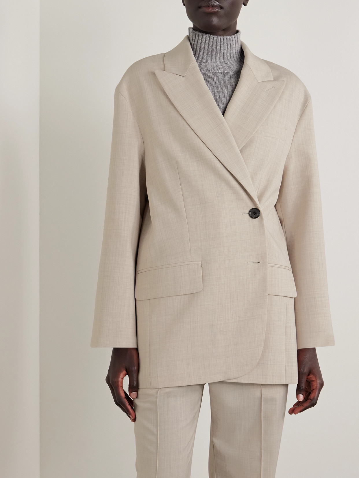 Tibi Liam Woven Blazer In Neutral
