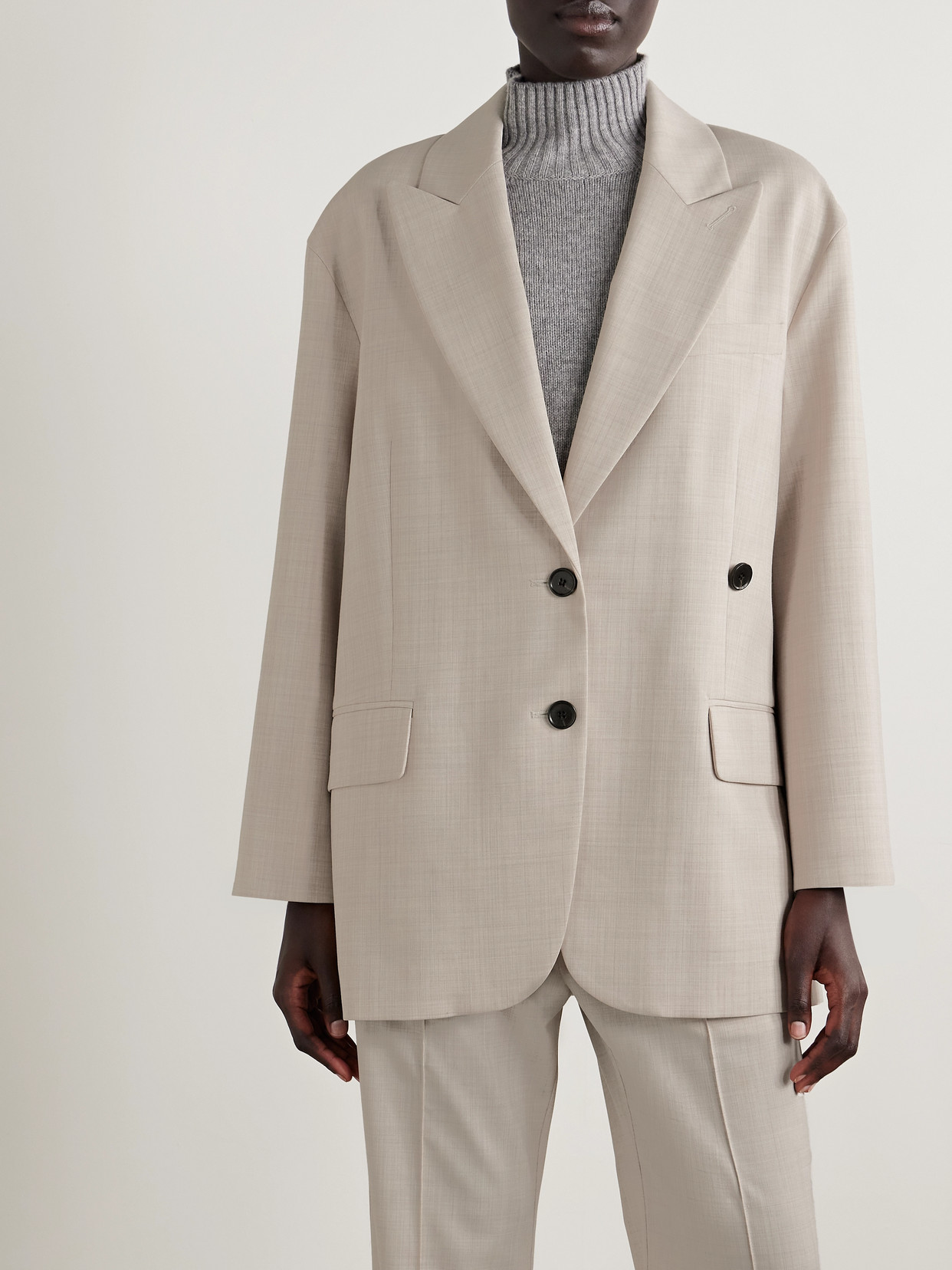 Tibi Liam Woven Blazer In Neutral