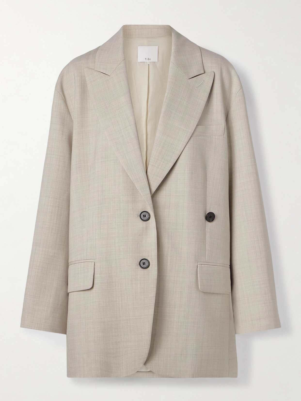 Tibi Liam Woven Blazer In Neutral