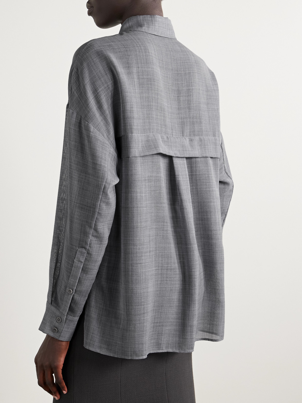 Tibi Wool-blend Gauze Shirt In Gray