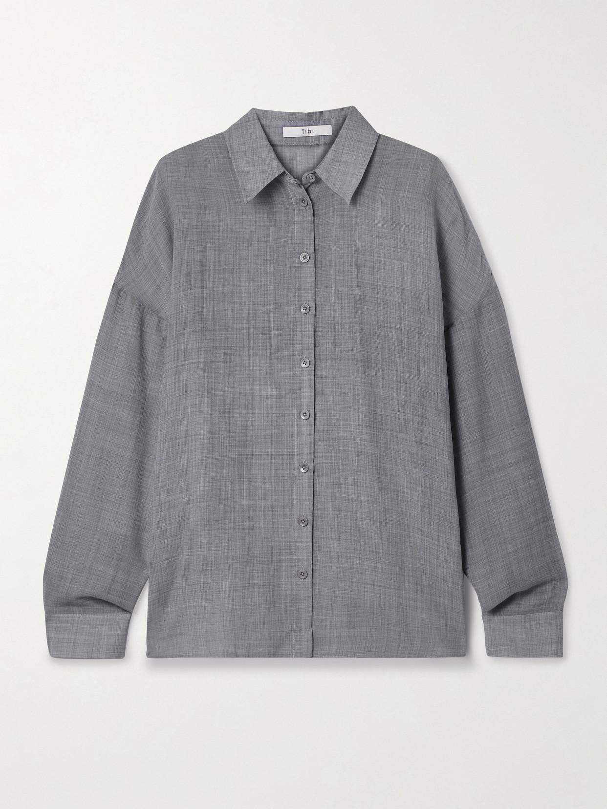 Tibi Wool-blend Gauze Shirt In Gray