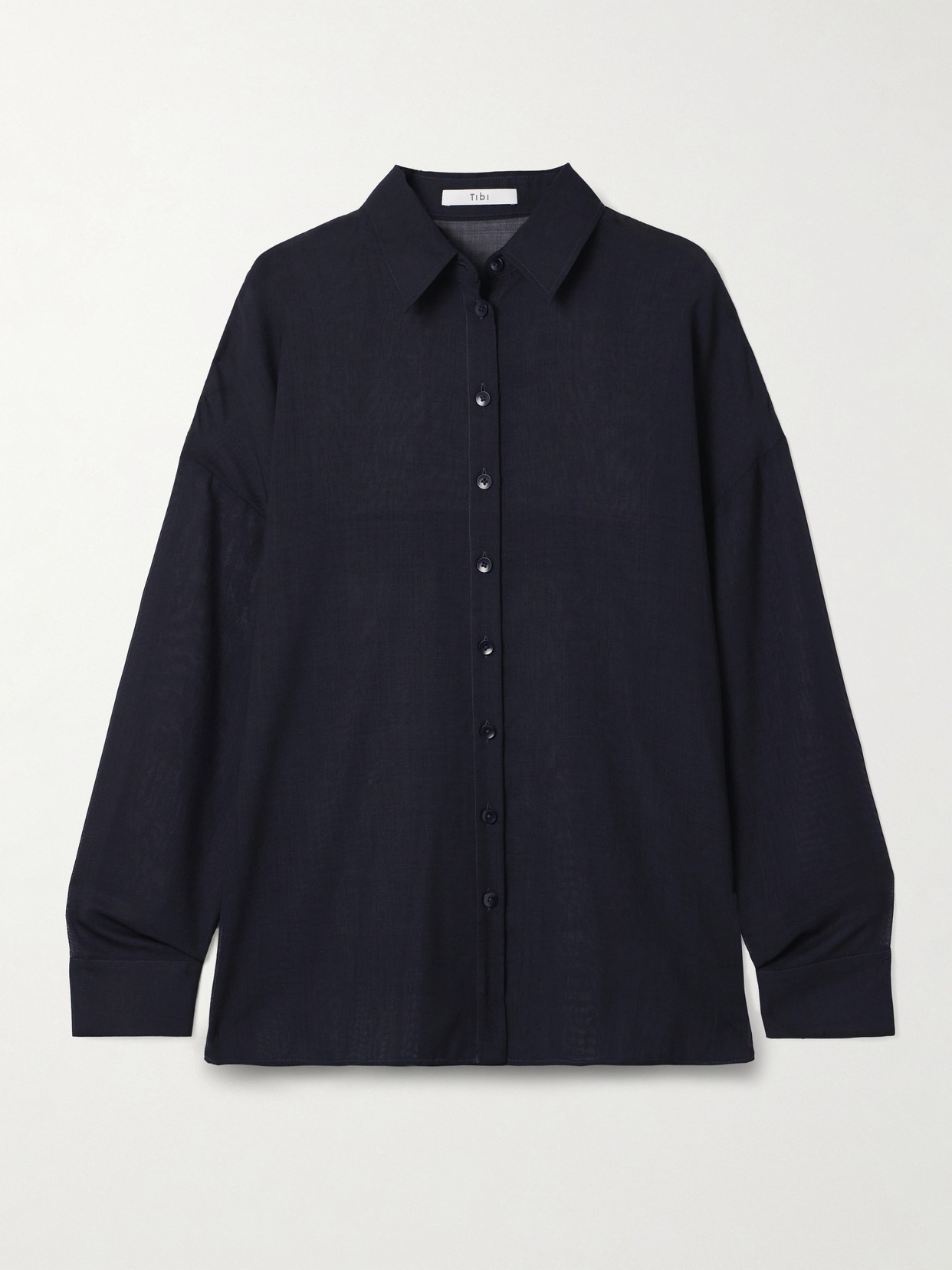 Tibi Wool-blend Gauze Shirt In Blue