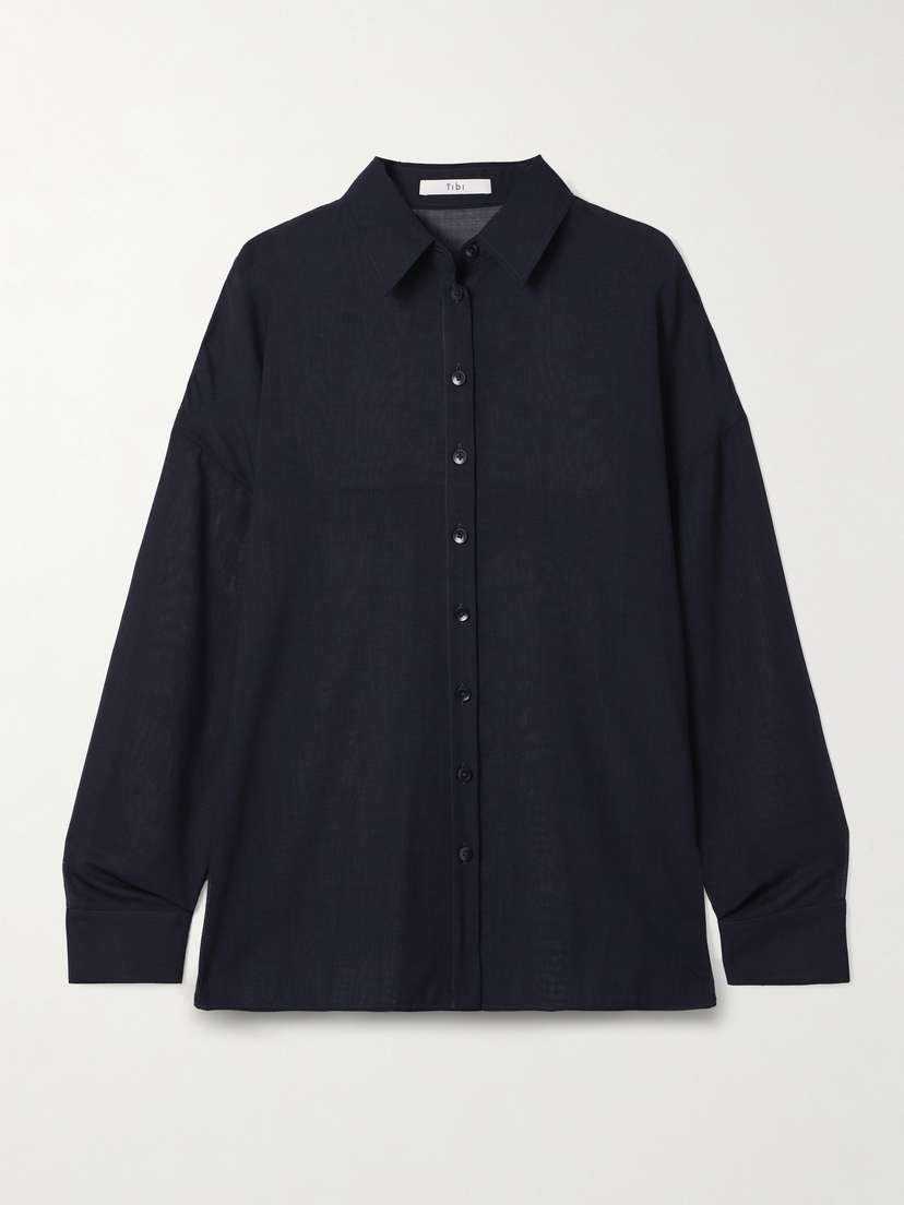 Tibi Wool-blend Gauze Shirt