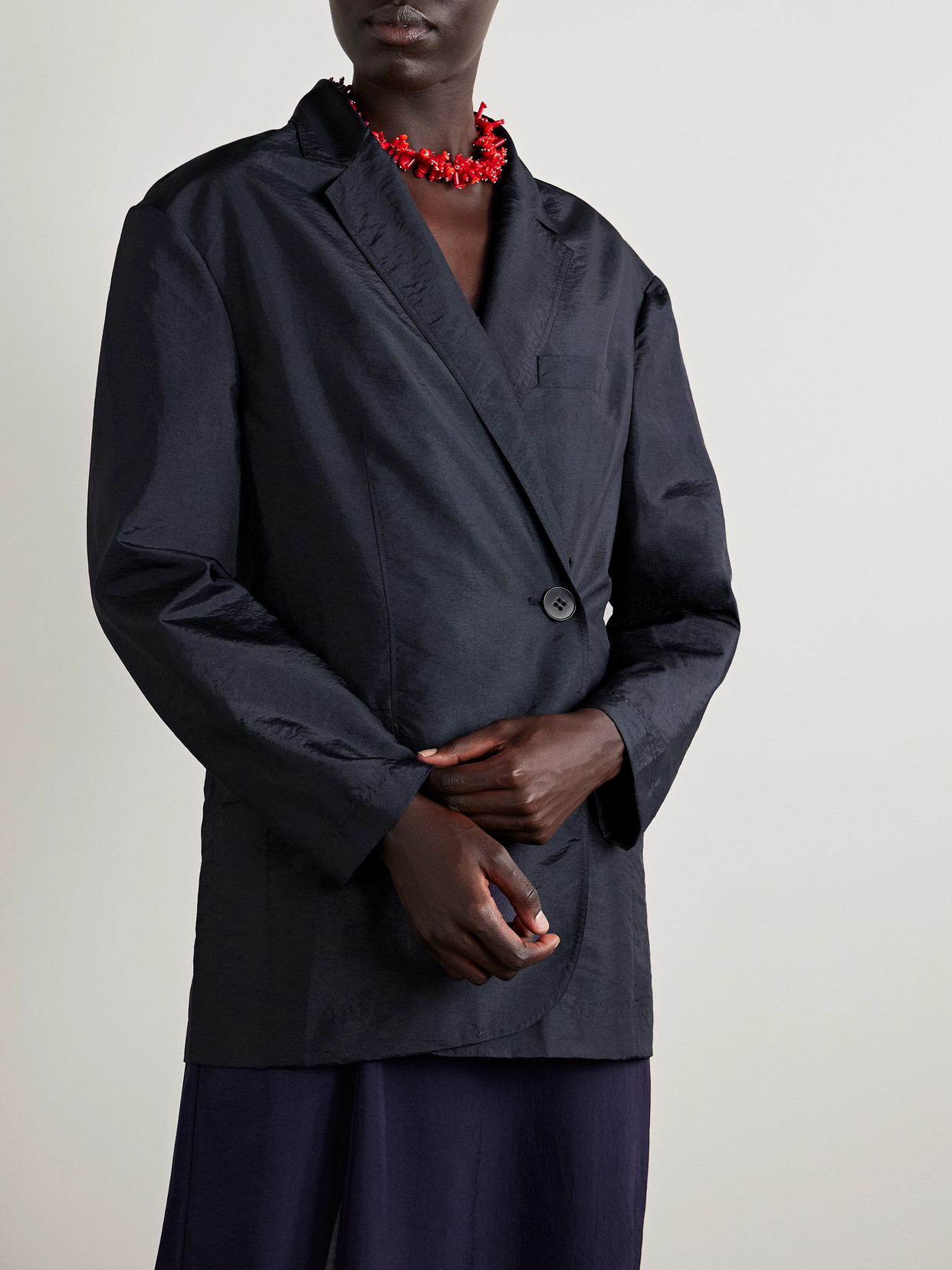 Tibi Liam Oversized Shell Blazer In Blue