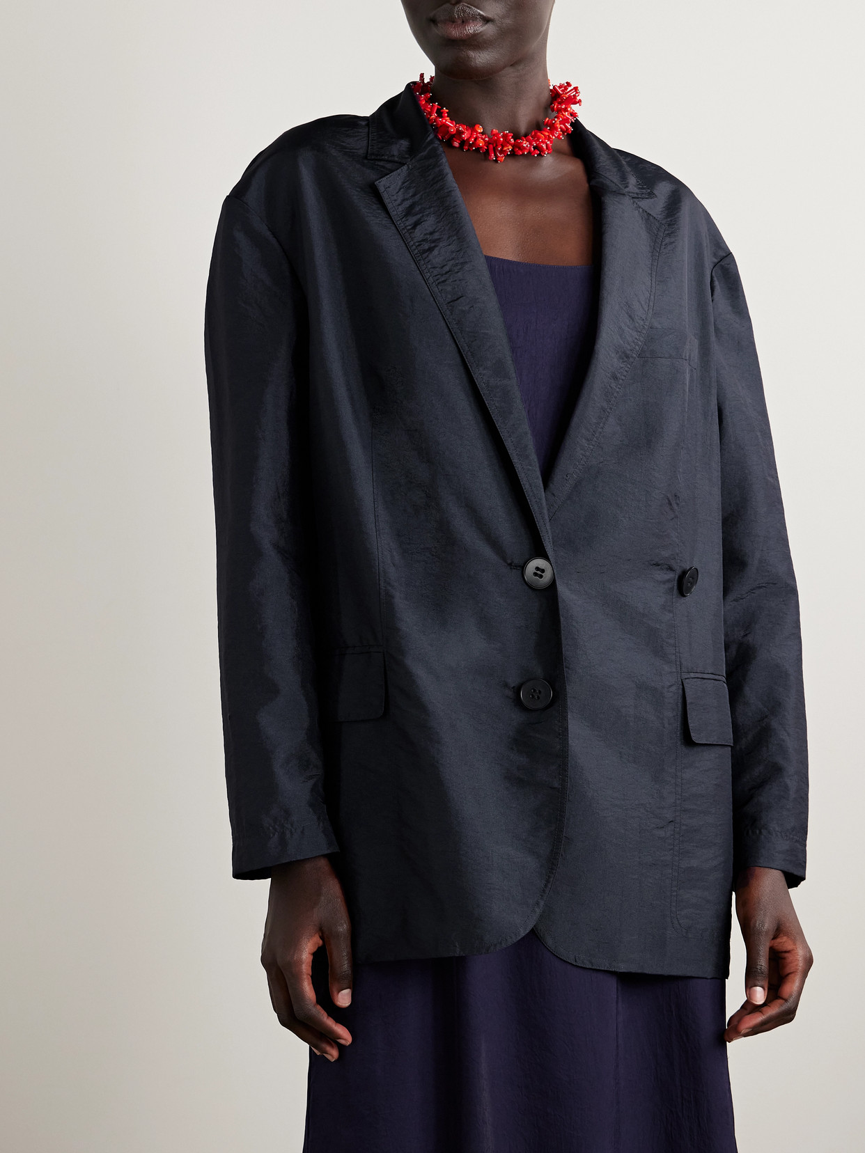 Tibi Liam Oversized Shell Blazer In Blue