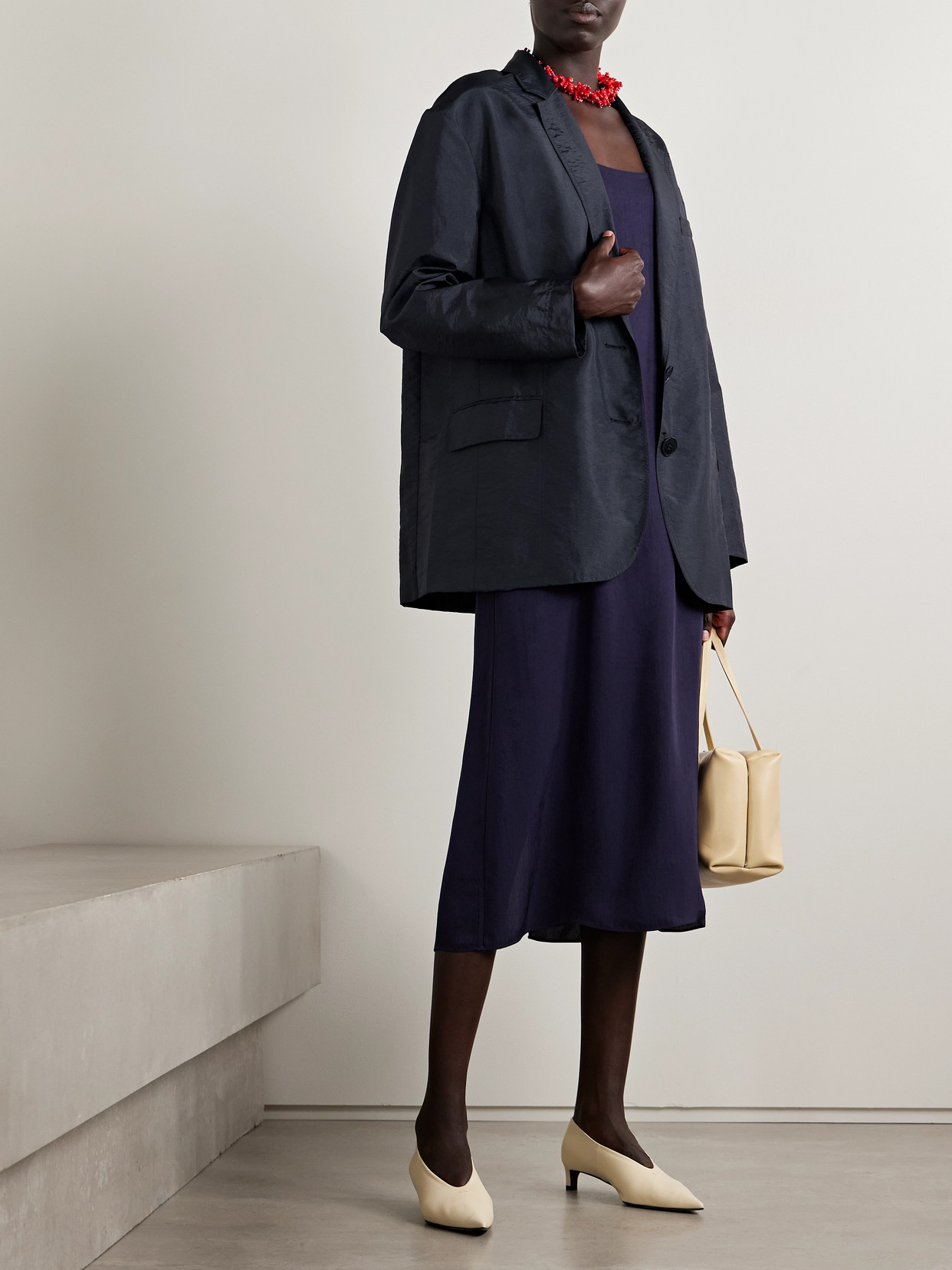 Tibi Liam Oversized Shell Blazer In Blue