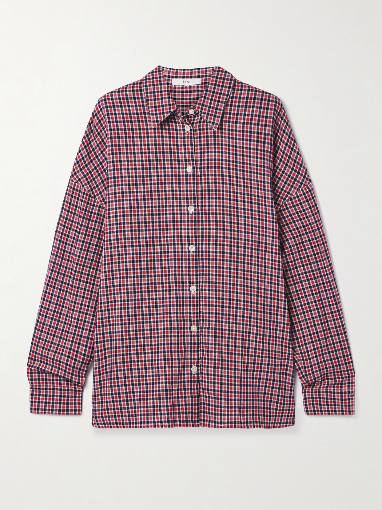 Tibi Checked Cotton-flannel Shirt In Red