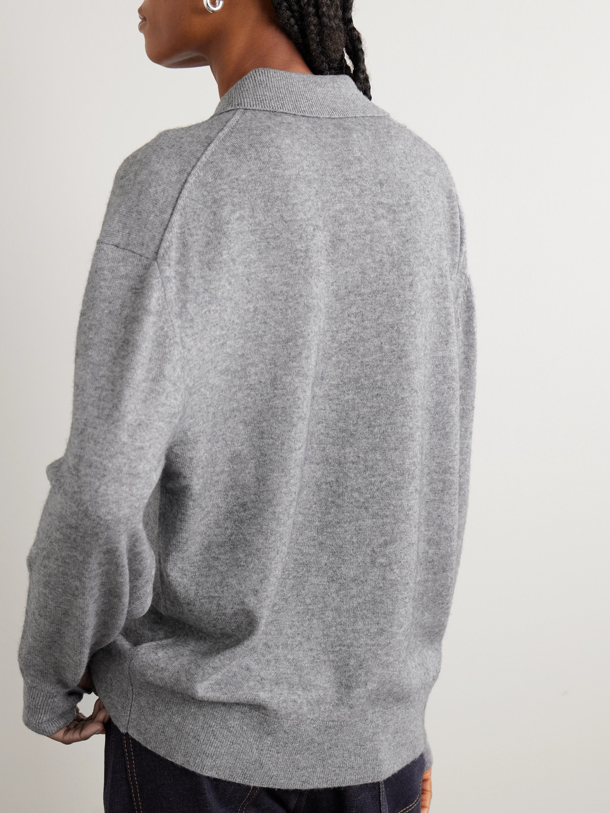 Tibi Oversized Wool And Cashmere-blend Polo Sweater In Gray
