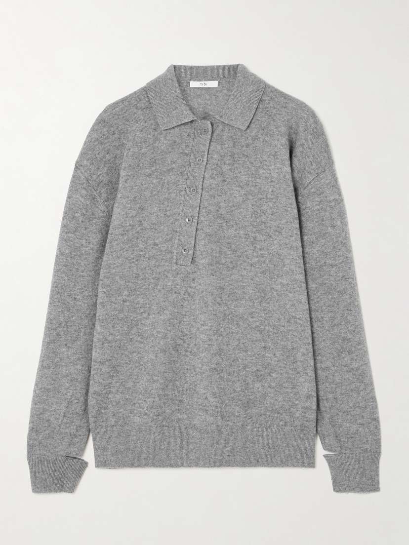 Tibi Oversized Wool And Cashmere-blend Polo Sweater