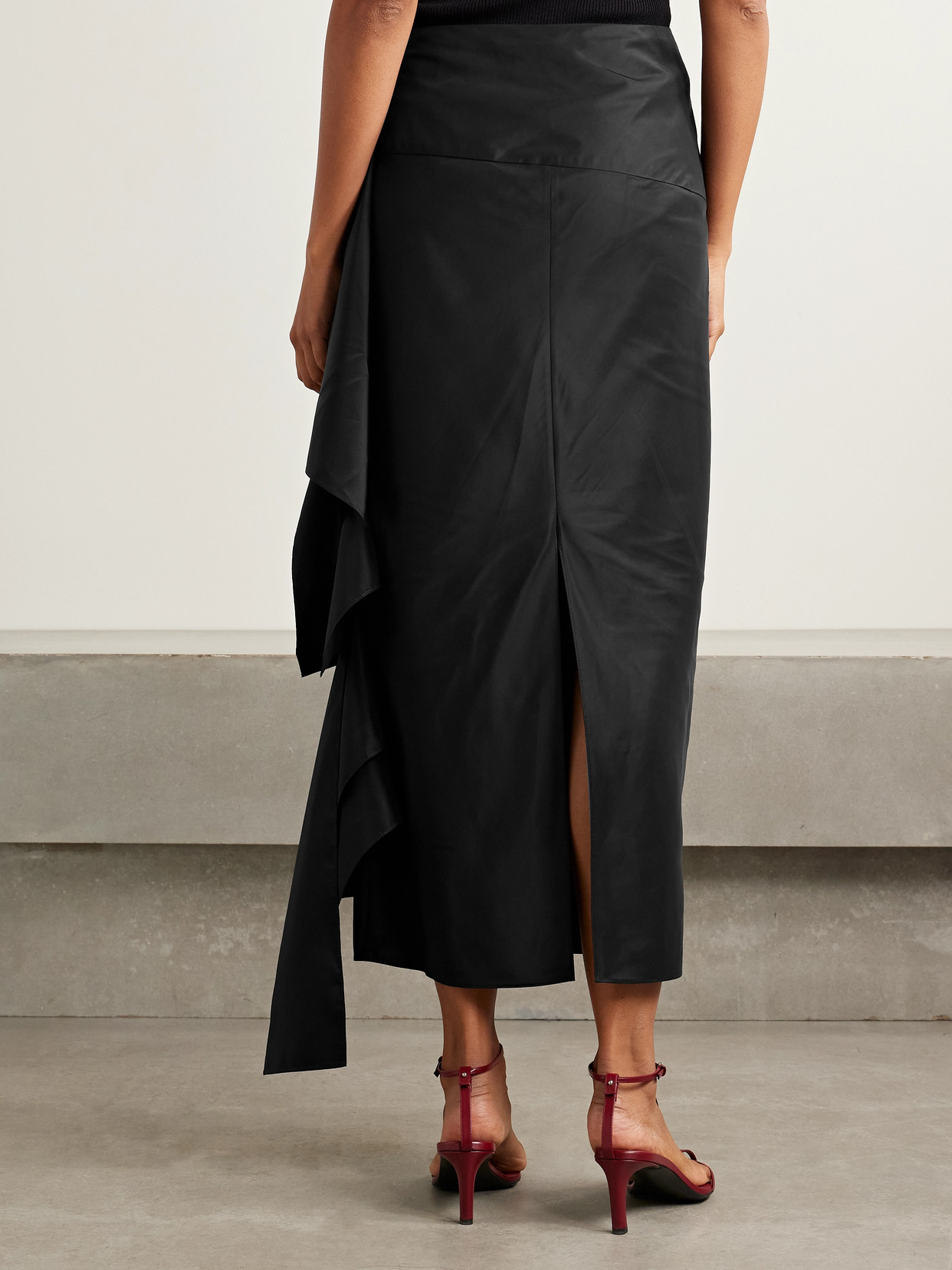Ruffled Ruched Nylon Maxi