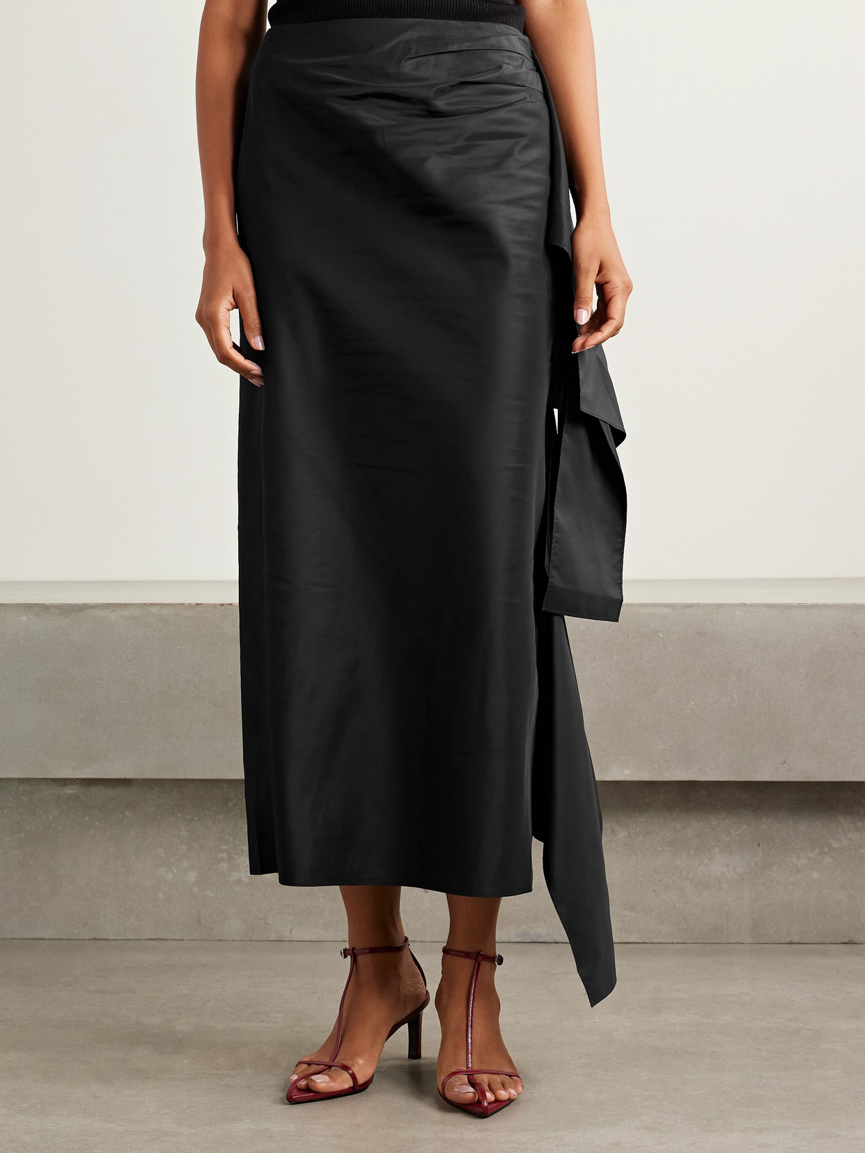 Ruffled Ruched Nylon Maxi
