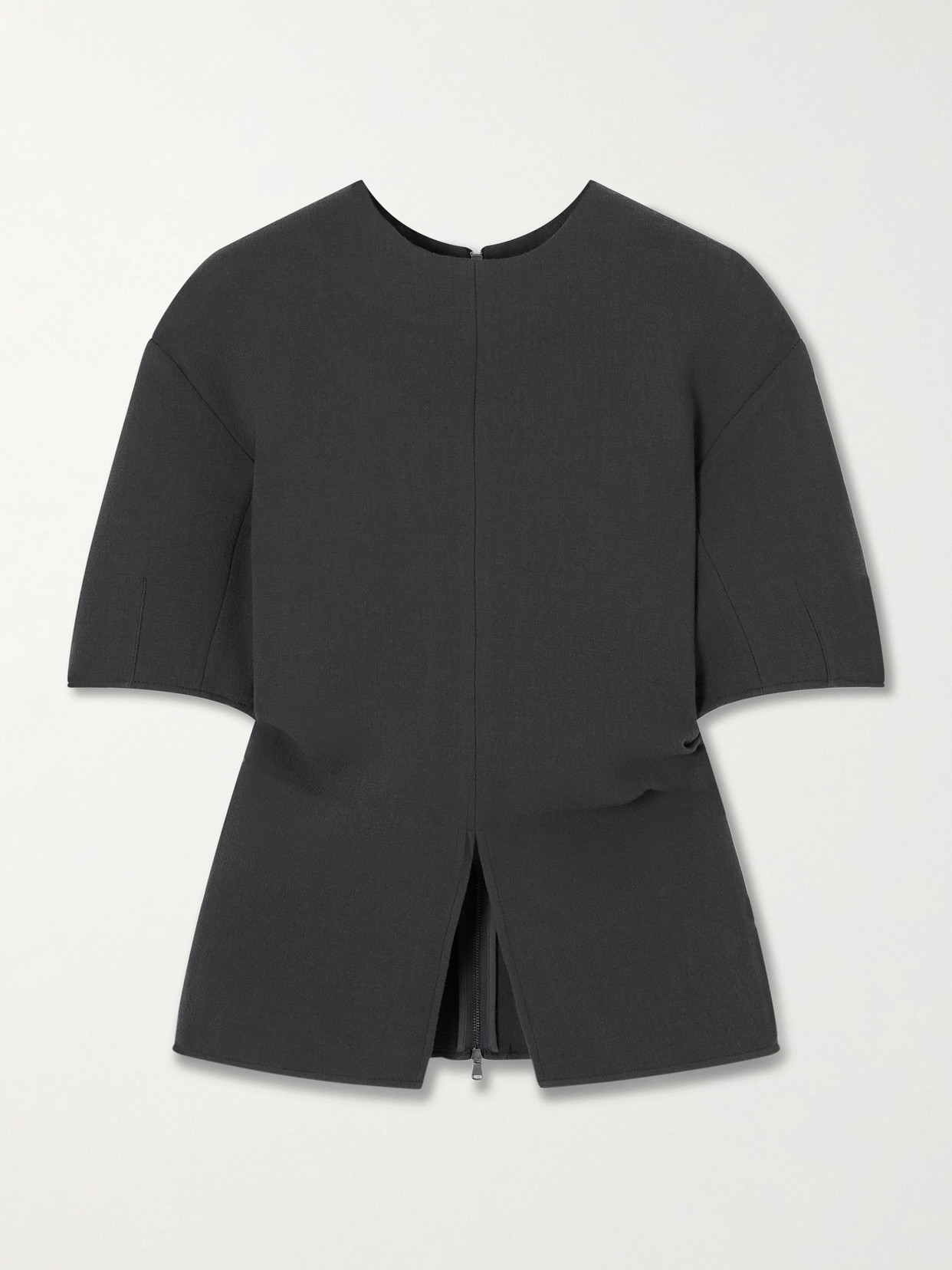 Tibi Wool-crepe Top In Gray