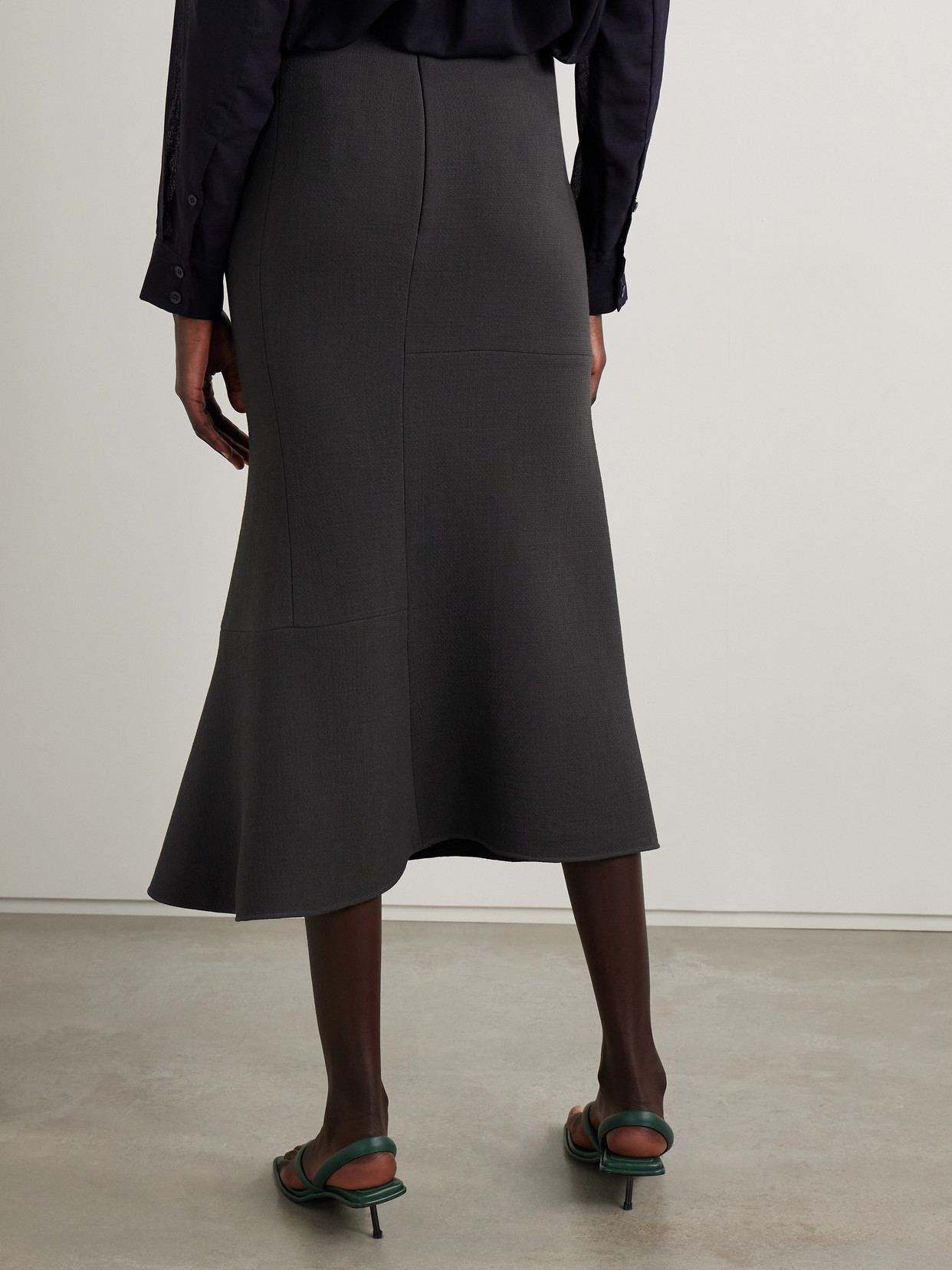 Marte Asymmetric Wool-Blend Crepe Midi