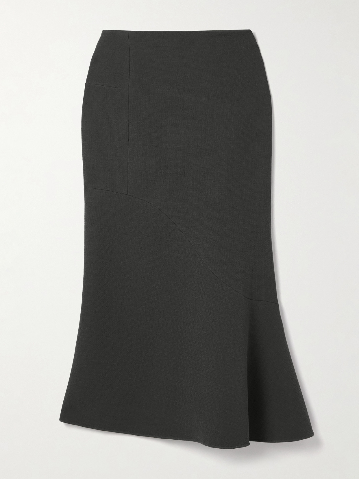 Tibi Marte Asymmetric Wool-blend Crepe Midi Skirt In Gray