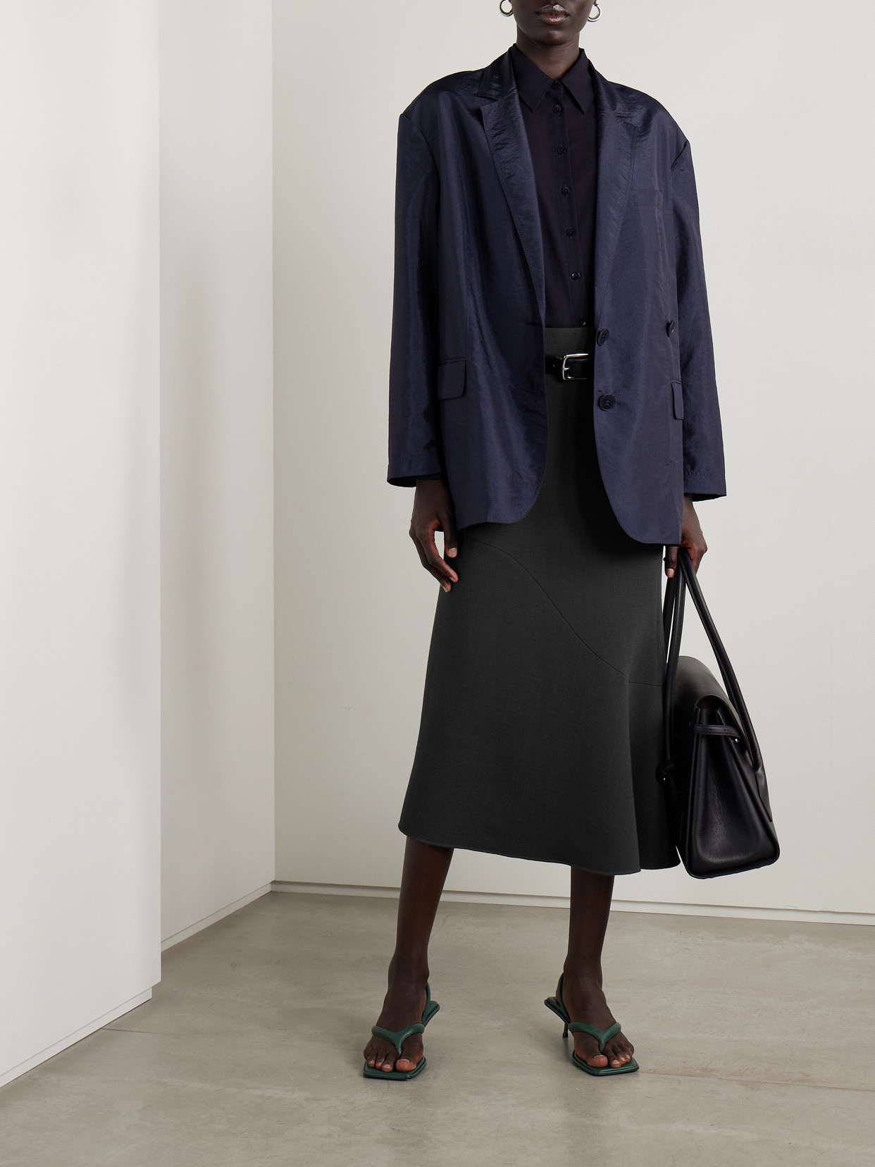 Marte Asymmetric Wool-Blend Crepe Midi