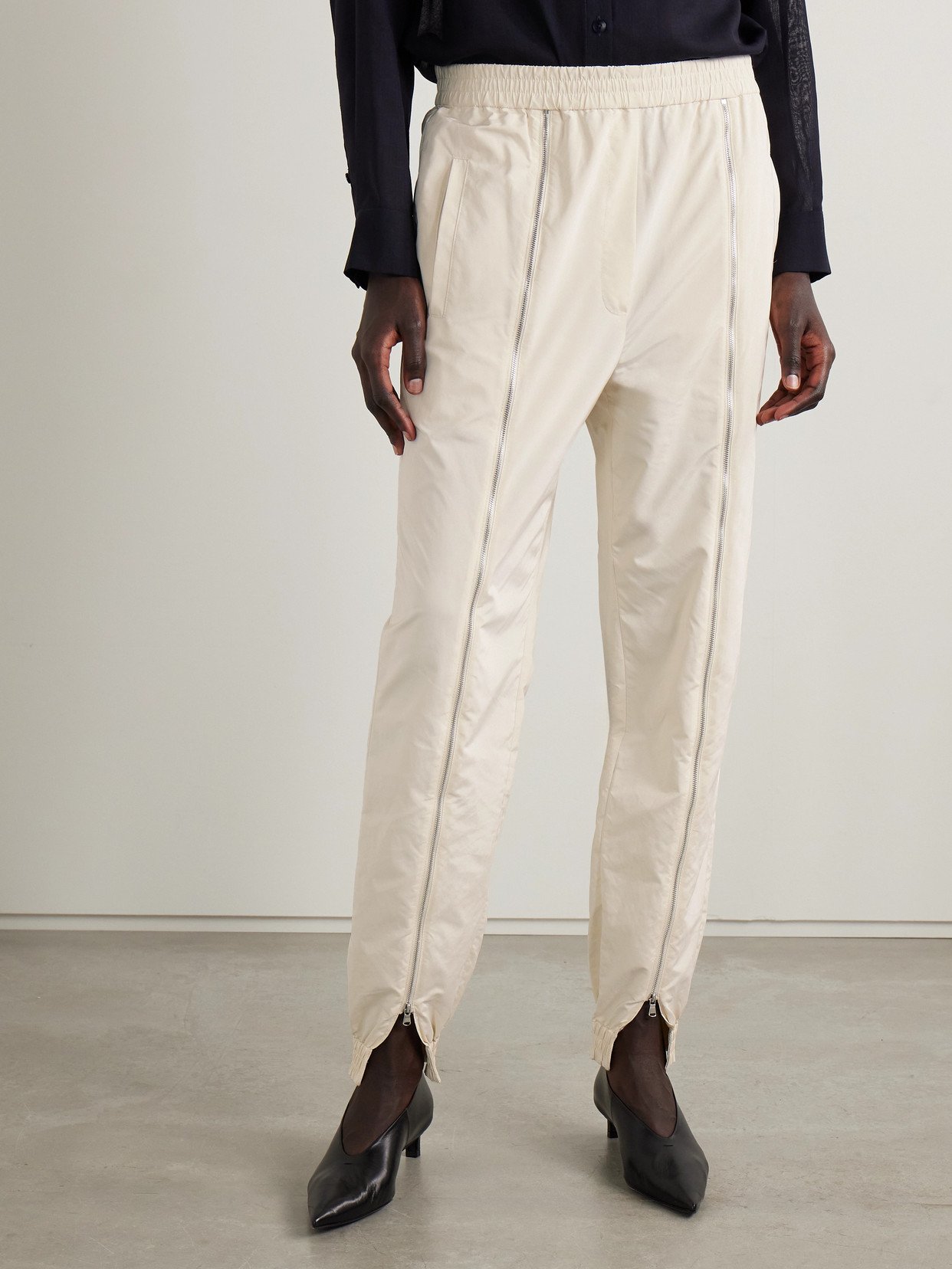 Tibi Zip-detailed Shell Track Pants In White