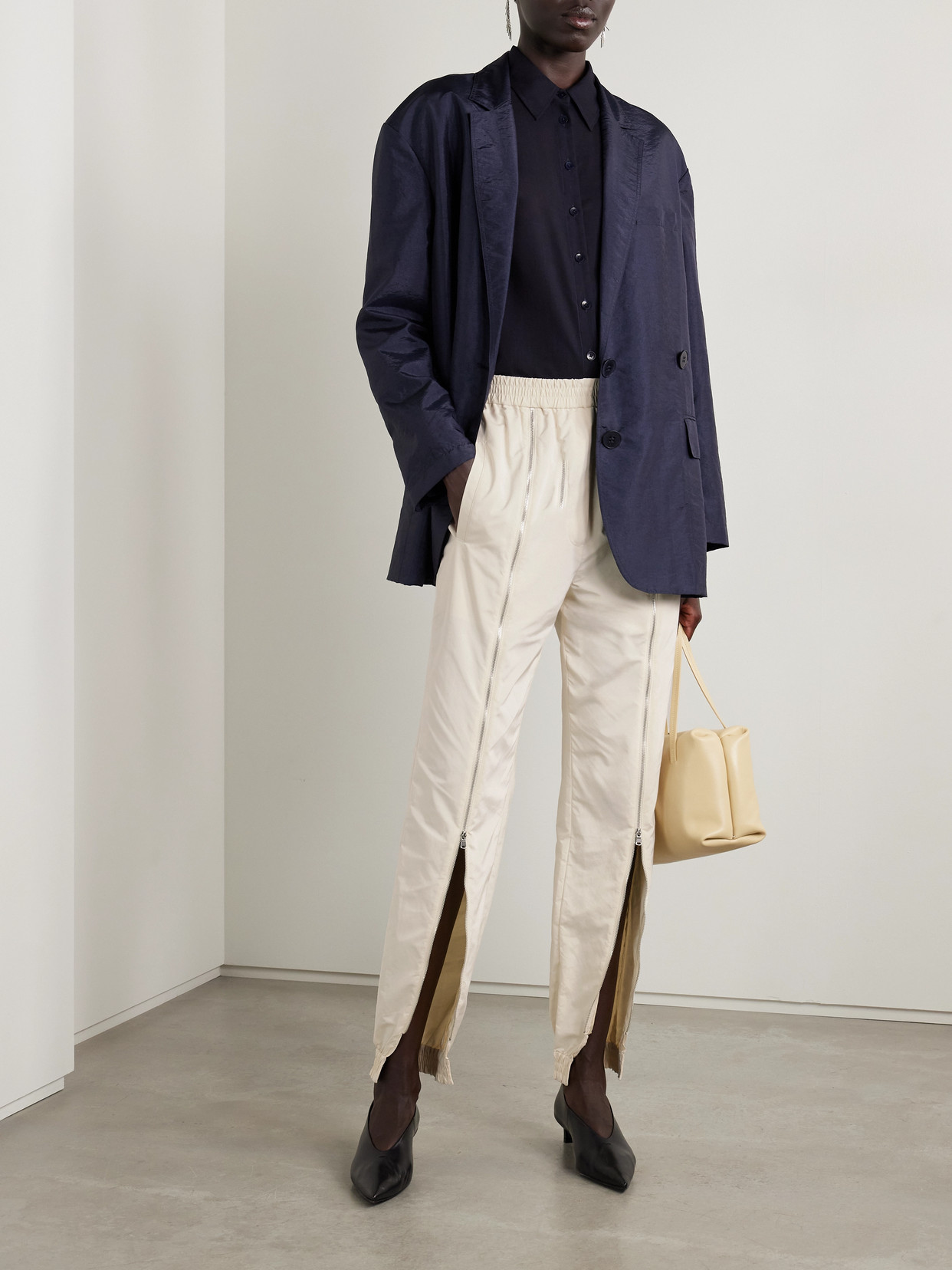 Tibi Zip-detailed Shell Track Pants In White