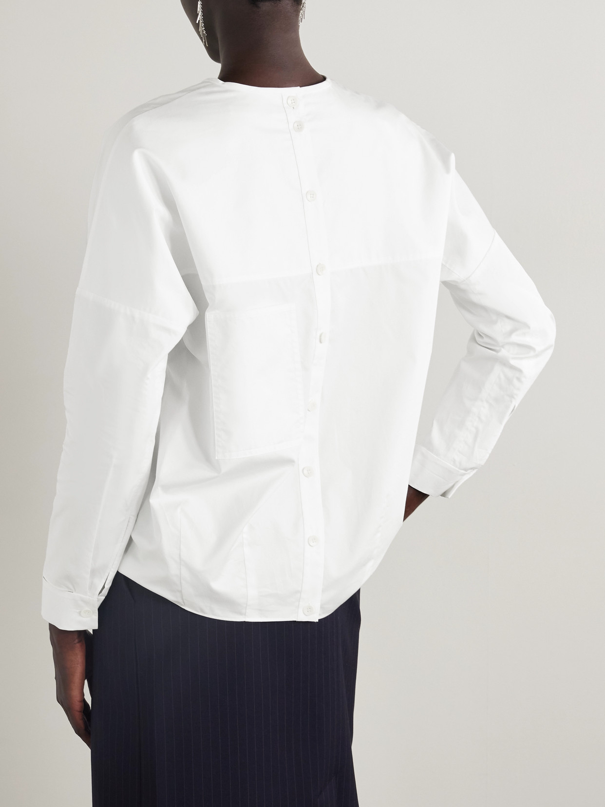 Tibi Oversized Cutout Cotton-poplin Shirt In White