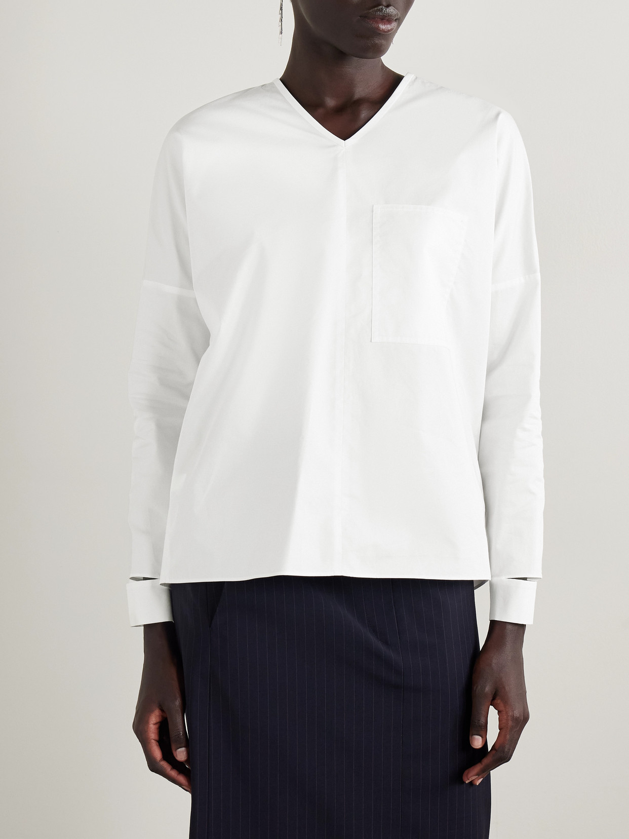Tibi Oversized Cutout Cotton-poplin Shirt In White