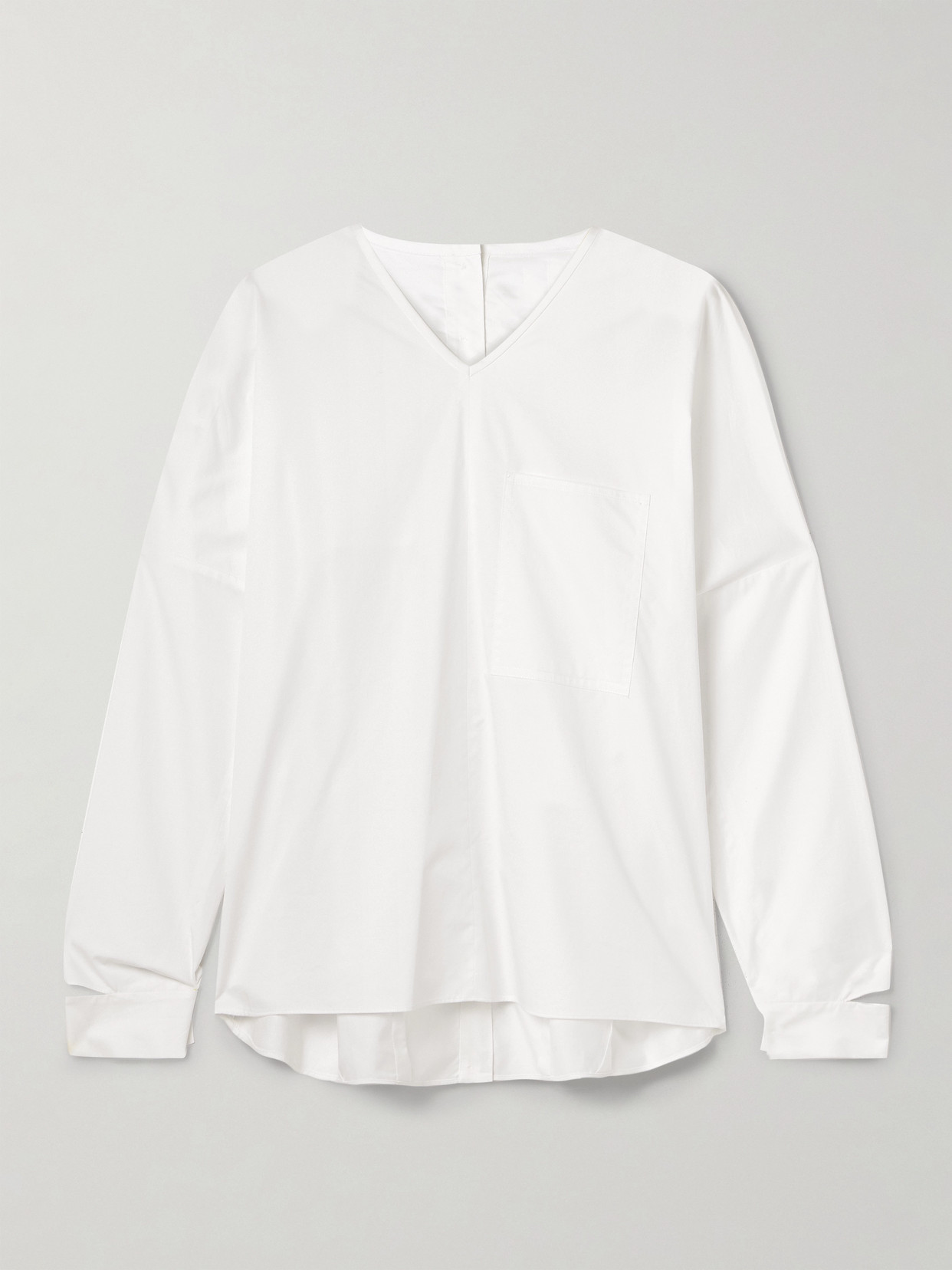 Tibi Oversized Cutout Cotton-poplin Shirt In White