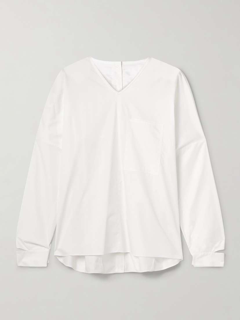Tibi Oversized Cutout Cotton-poplin Shirt