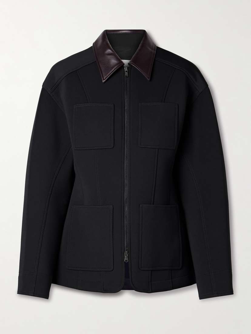 Tibi Leather-trimmed Twill Jacket