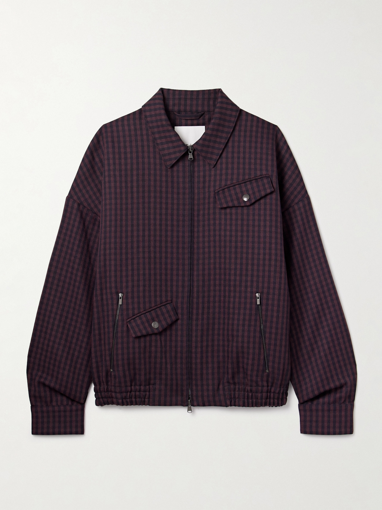 Tibi Jules Gingham Wool Bomber Jacket In Purple