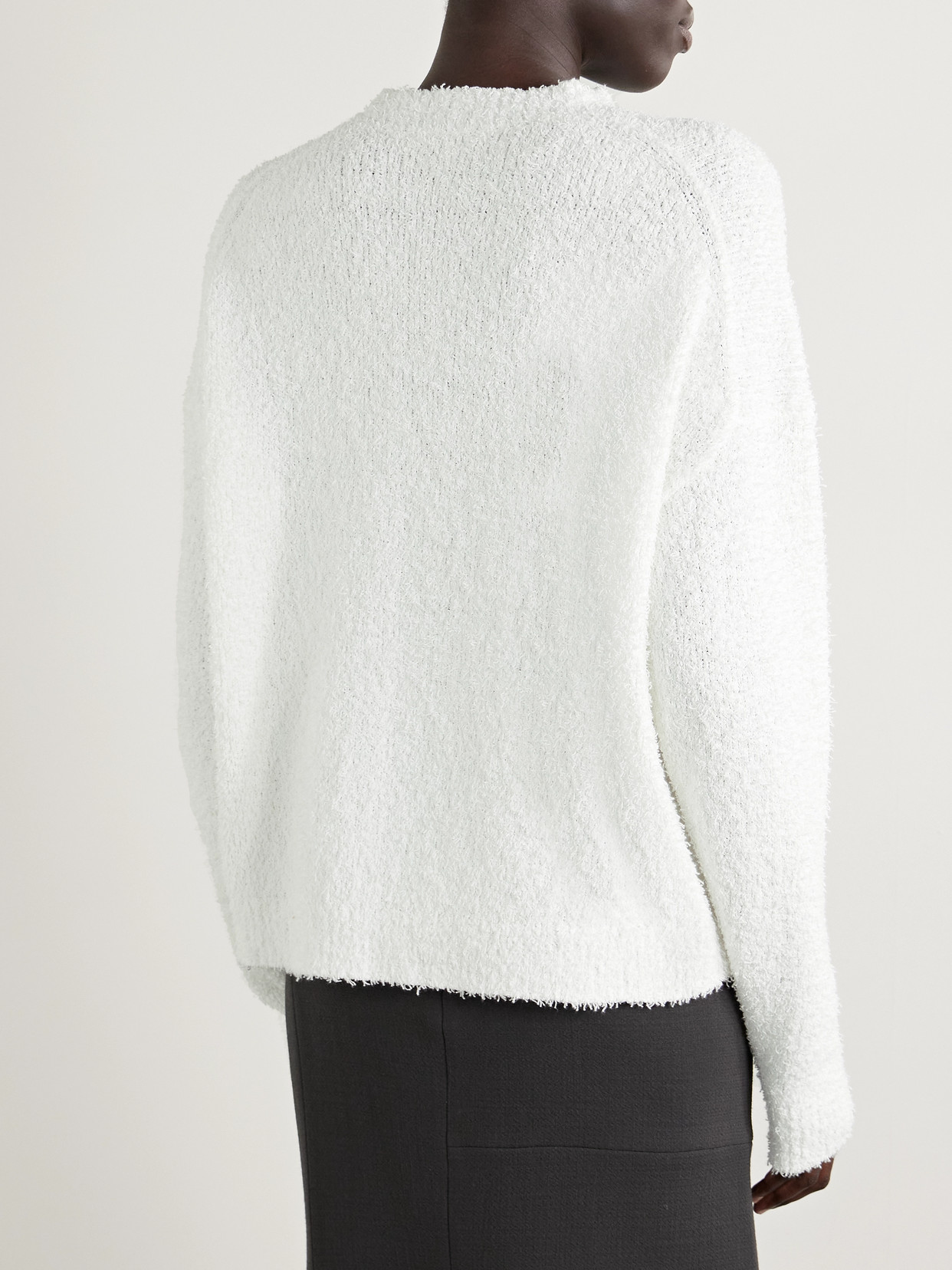 Tibi Serviette Cotton-blend Bouclé Sweater In White