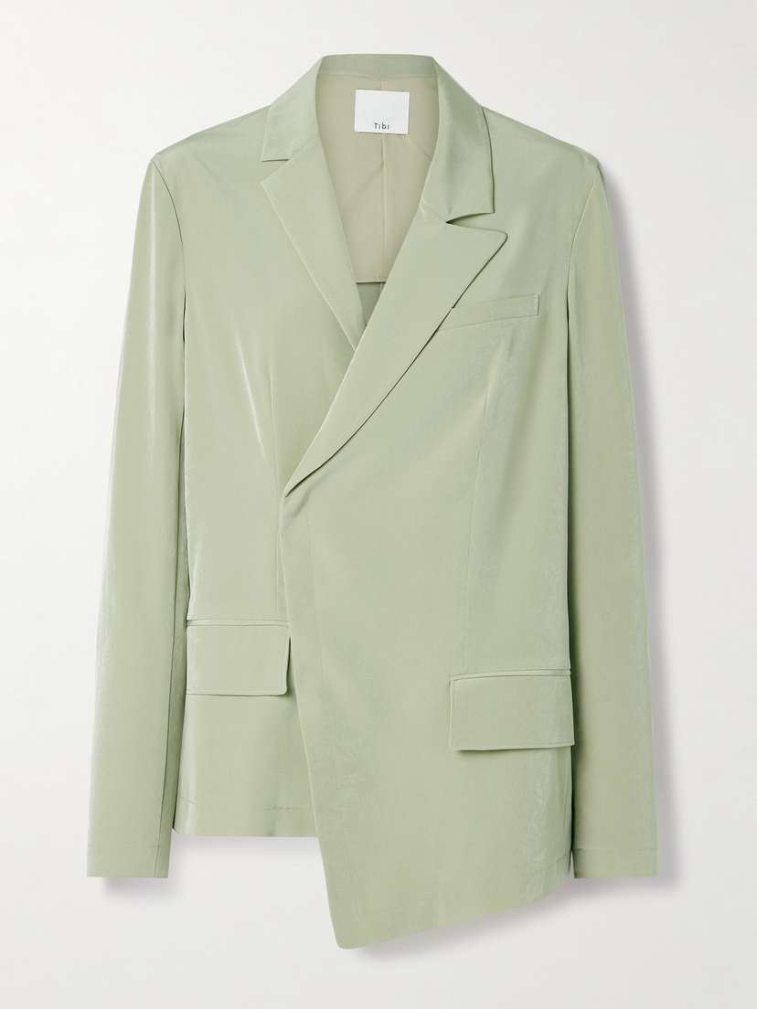 Tibi Asymmetric Crepe De Chine Blazer