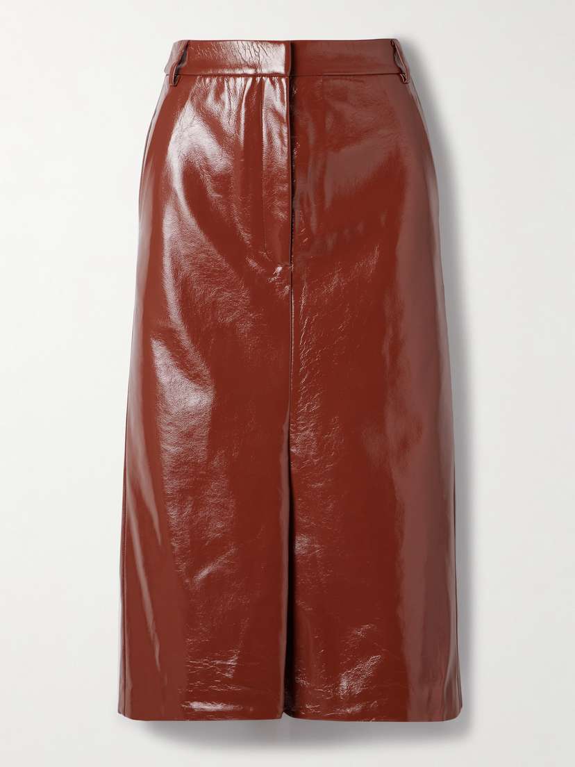 Tibi Glossed Midi Skirt
