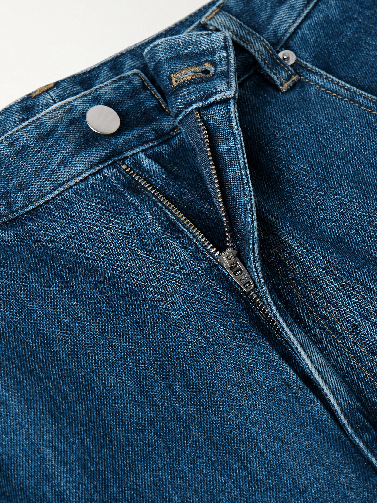 Tibi Lars Convertible High-rise Tapered Jeans In Blue
