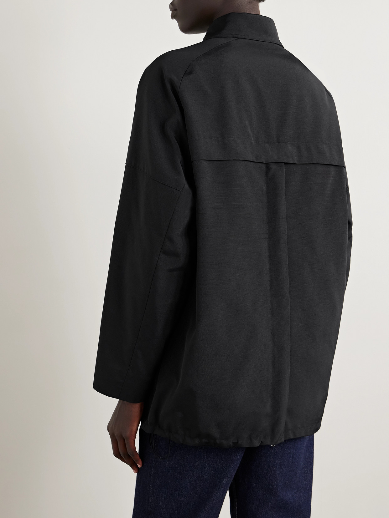 Oversized Fleece-Trimmed Canvas Jacket