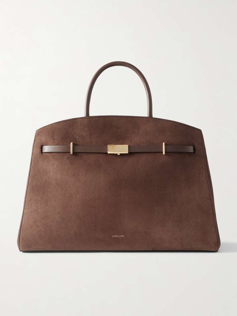 DeMellier The Hudson Leather-trimmed Suede Tote
