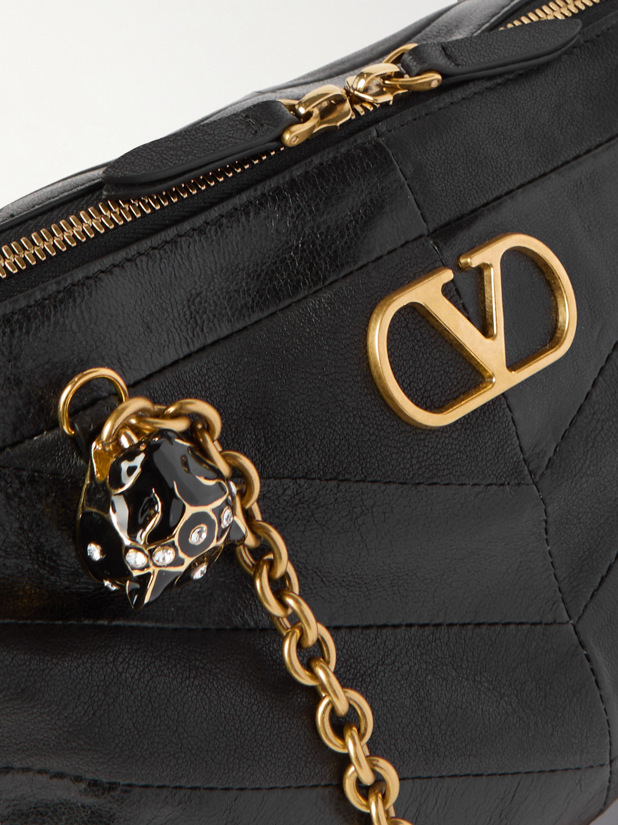 Valentino Garavani  Garavani Panthea Shoulder Bag In Nappa Leather With Chevron Pattern Wom In Black