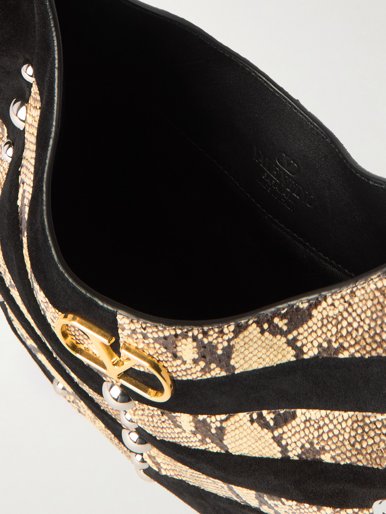 Garavani - Small Studded Paneled Snakeskin And Shoulder Bag