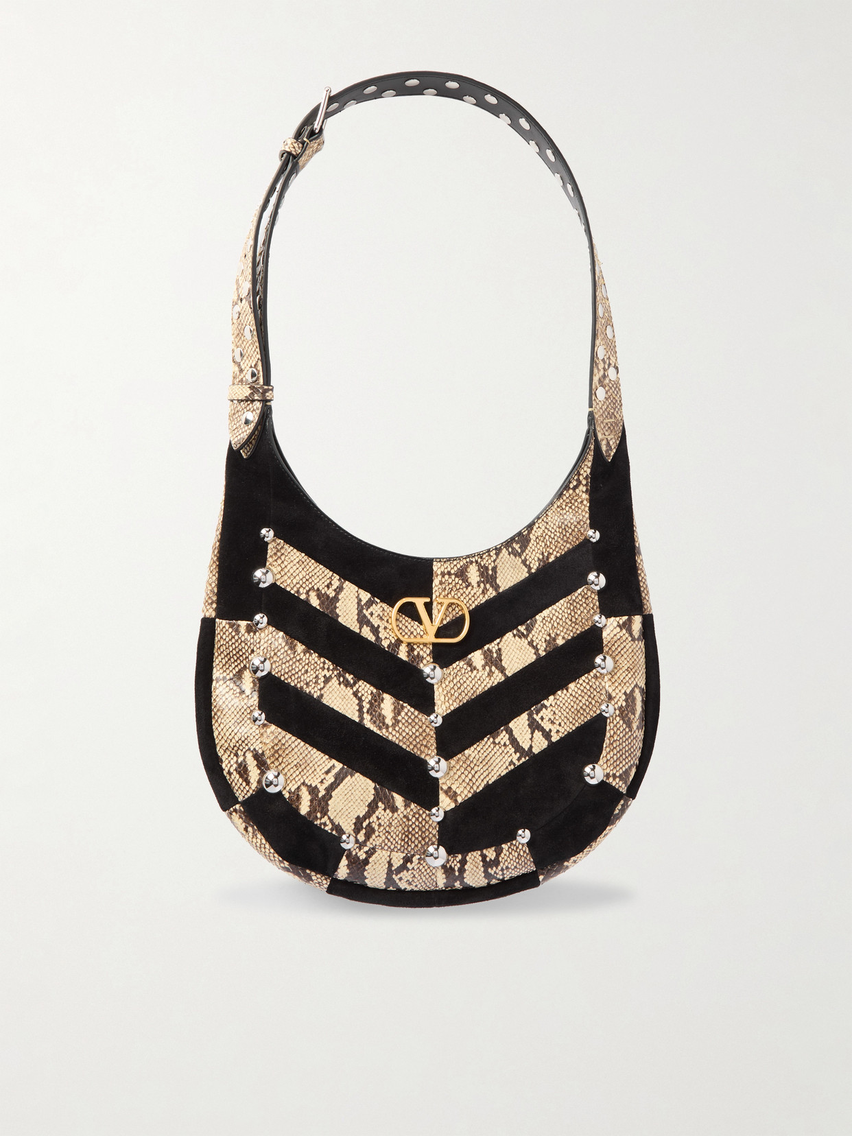 Garavani - Small Studded Paneled Snakeskin And Shoulder Bag