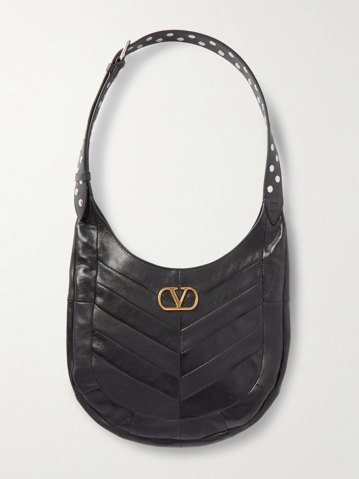 Valentino Garavani  Garavani Hoboho Small Hobo Bag In Chevron-patterned Nappa Leather Woman In Orange