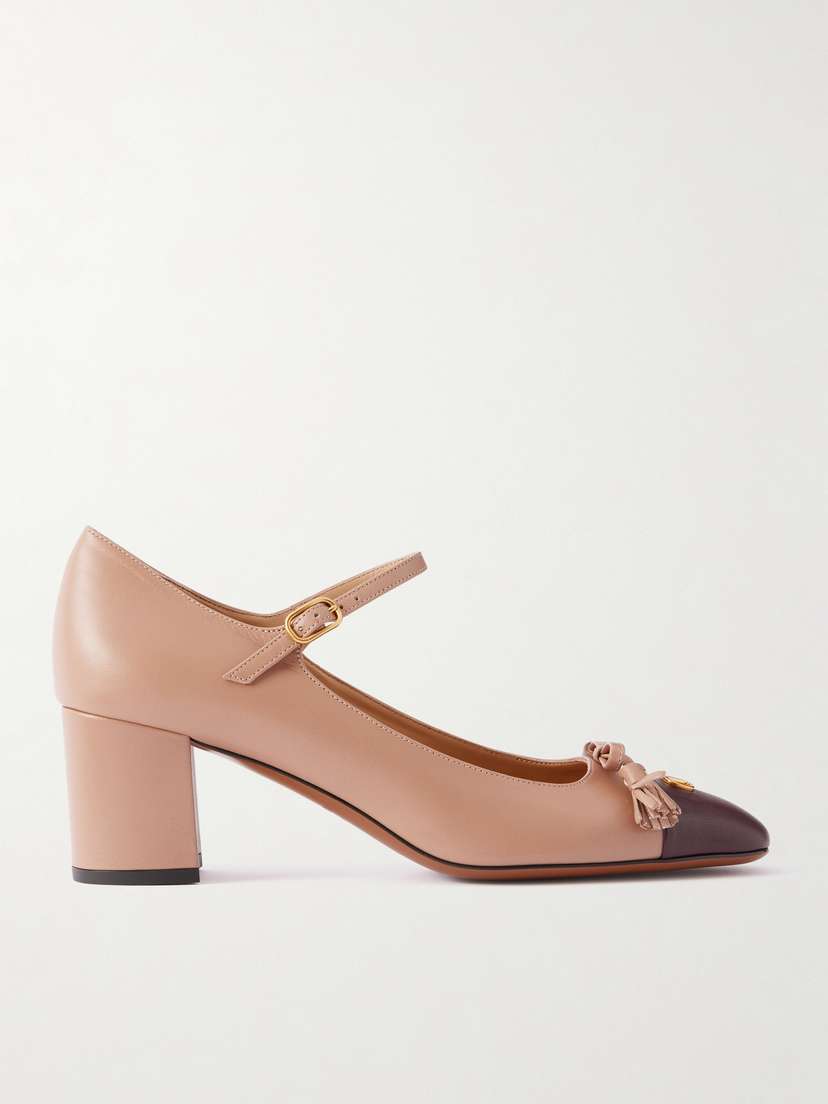 Valentino Garavani Valet Du Roi Tasseled Bow-embellished Two-tone Leather Pumps