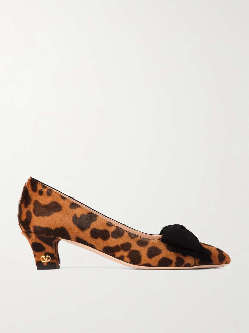 Valentino Garavani Bowow 25 Suede-trimmed Leopard-print Calf Hair Pumps
