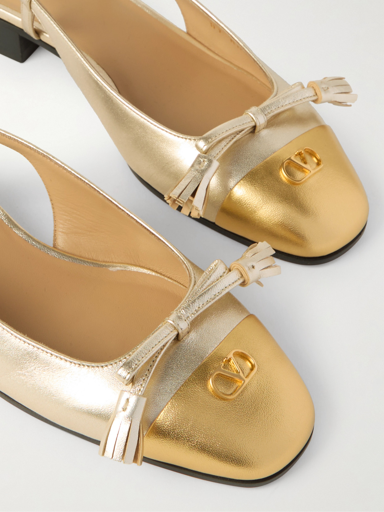 Valentino Garavani Valet Du Roi Vlogo Metallic Leather Slingback Ballerina Flats In Multi