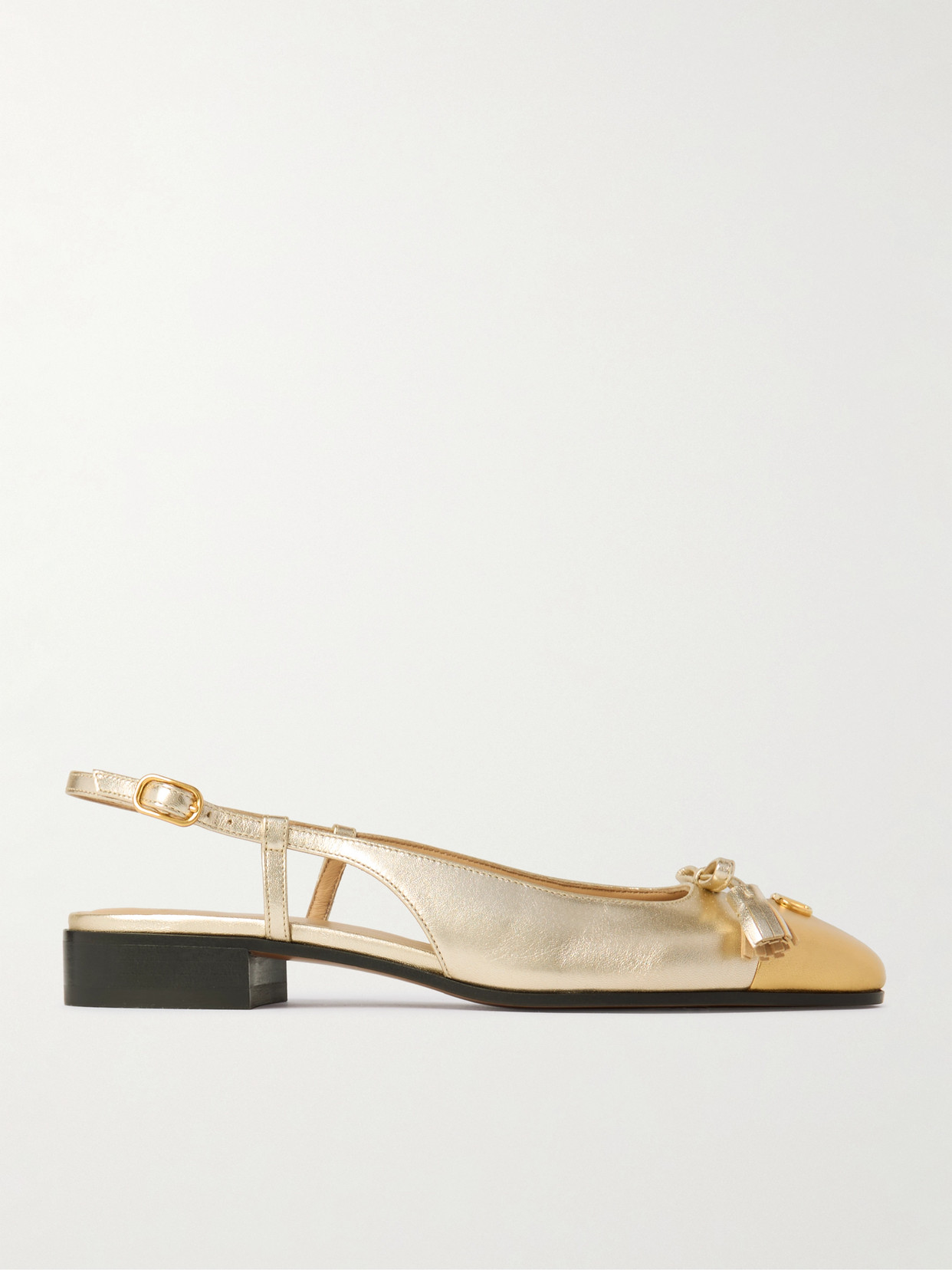 Valentino Garavani Valet Du Roi Vlogo Metallic Leather Slingback Ballerina Flats In Multi