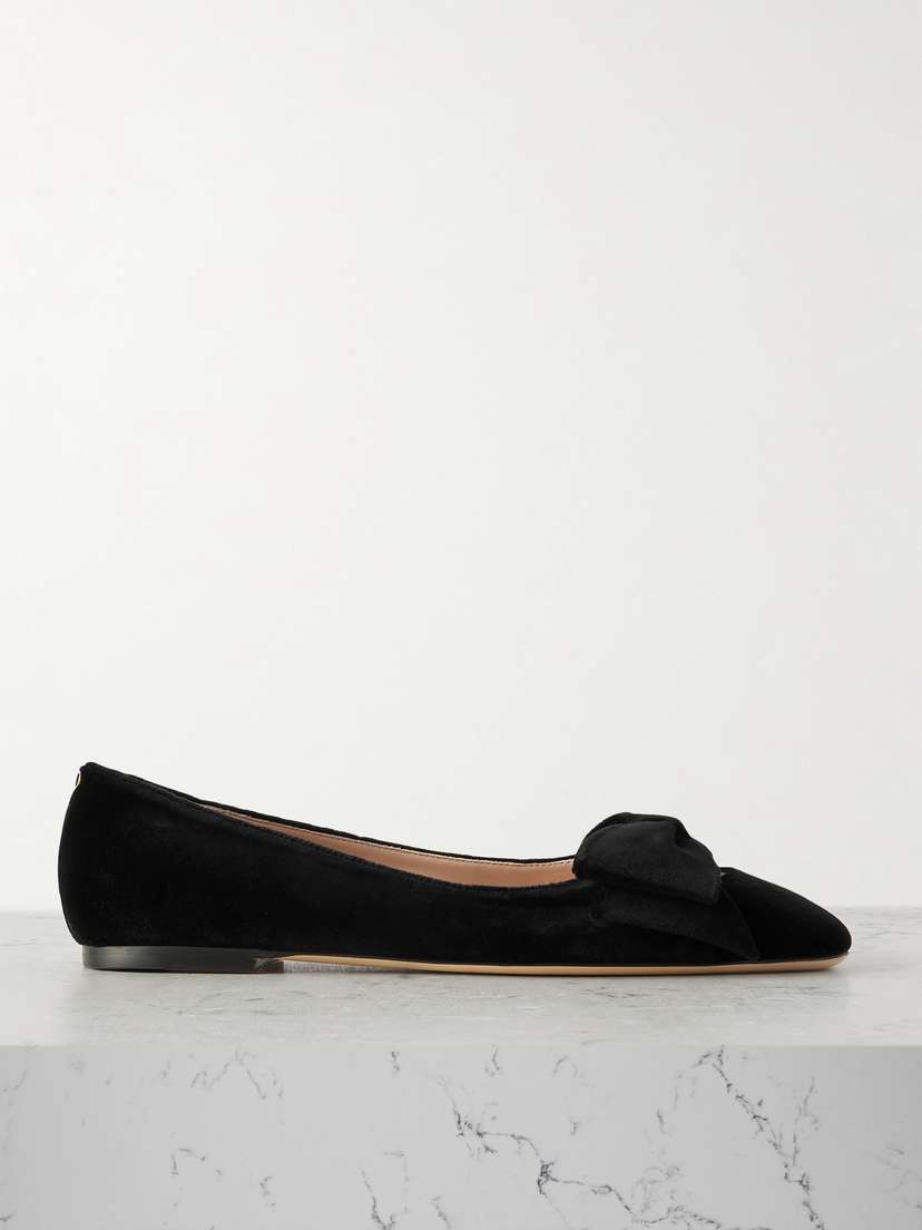 Valentino Garavani Bowow Cutout Velvet Ballet Flats
